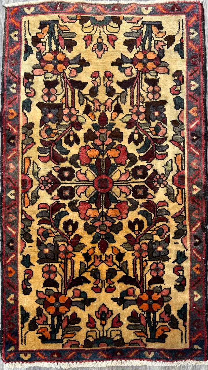 2.1×3.7 ft Vintage 1930s Adana Tribal Rug, Geometric Wool Carpet, Hand Knotted Oriental Village Accent