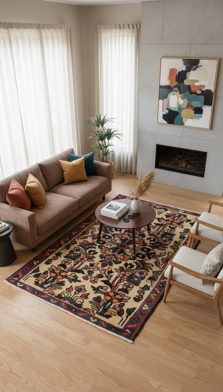 2.1×3.7 ft Vintage 1930s Adana Tribal Rug, Geometric Wool Carpet, Hand Knotted Oriental Village Accent