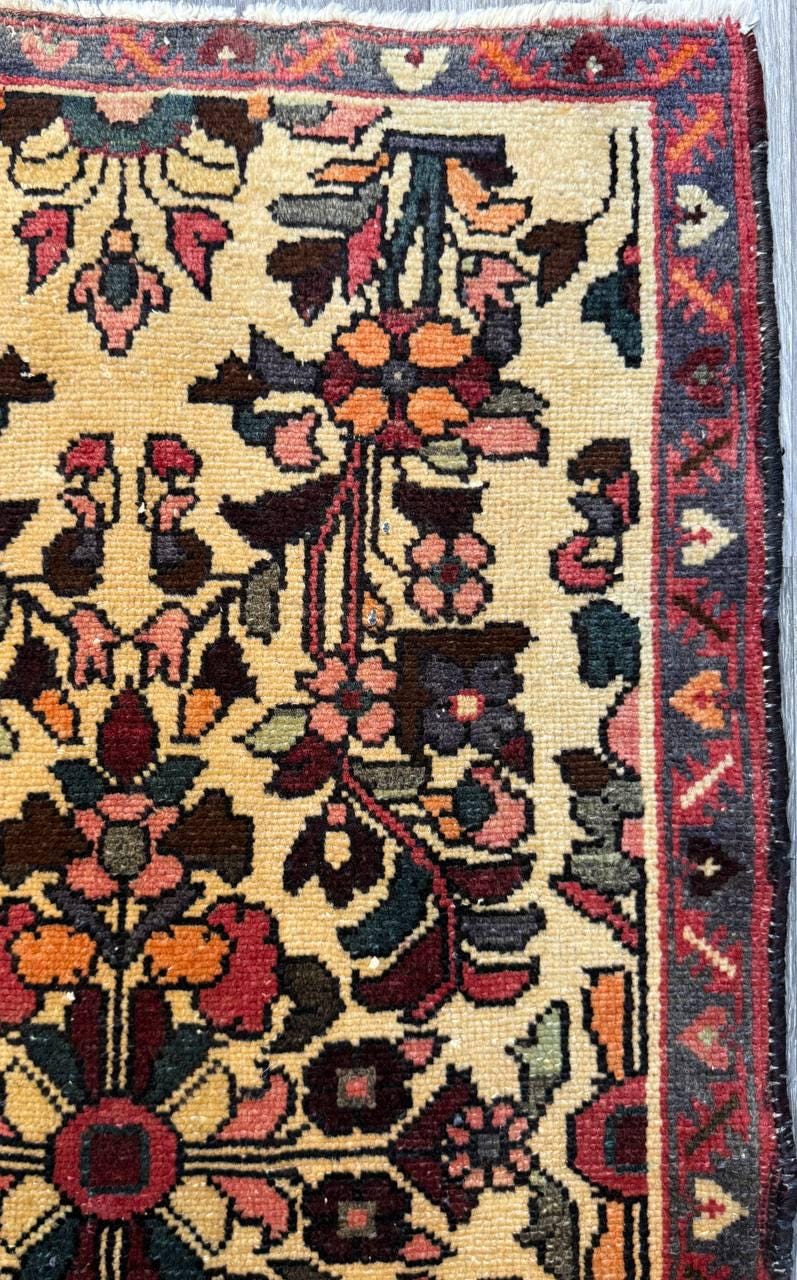 2.1×3.7 ft Vintage 1930s Adana Tribal Rug, Geometric Wool Carpet, Hand Knotted Oriental Village Accent