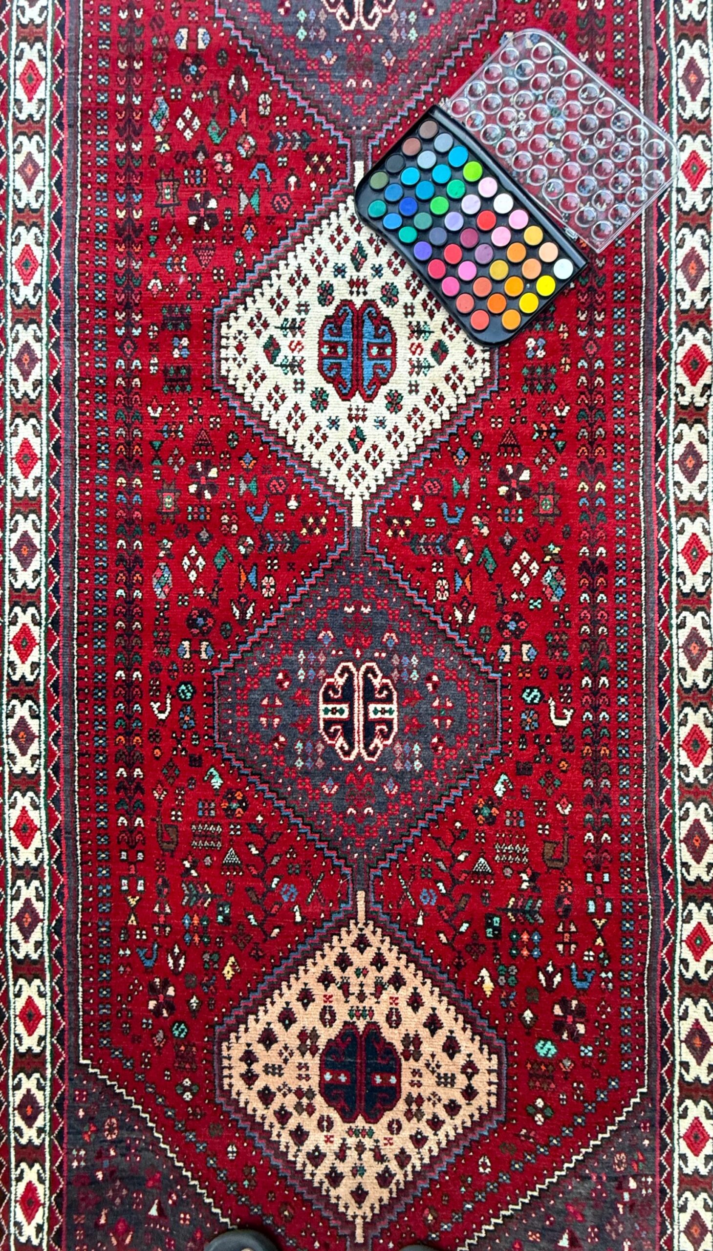 9×3 ft Vintage 1970s Mai Mai Runner Rug: Hand Knotted Wool Tribal Nomadic Desig Carpet
