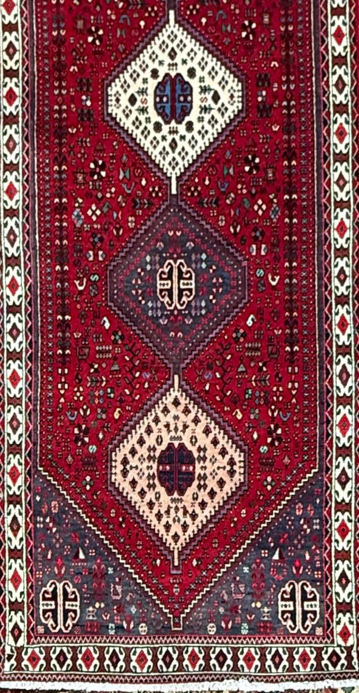 9×3 ft Vintage 1970s Mai Mai Runner Rug: Hand Knotted Wool Tribal Nomadic Desig Carpet
