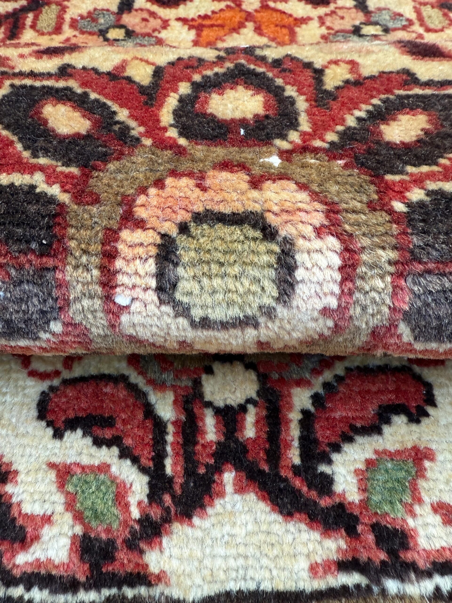 2×3 ft 1930s Kashan Wool Rug: Geometric Vintage Accent Rug