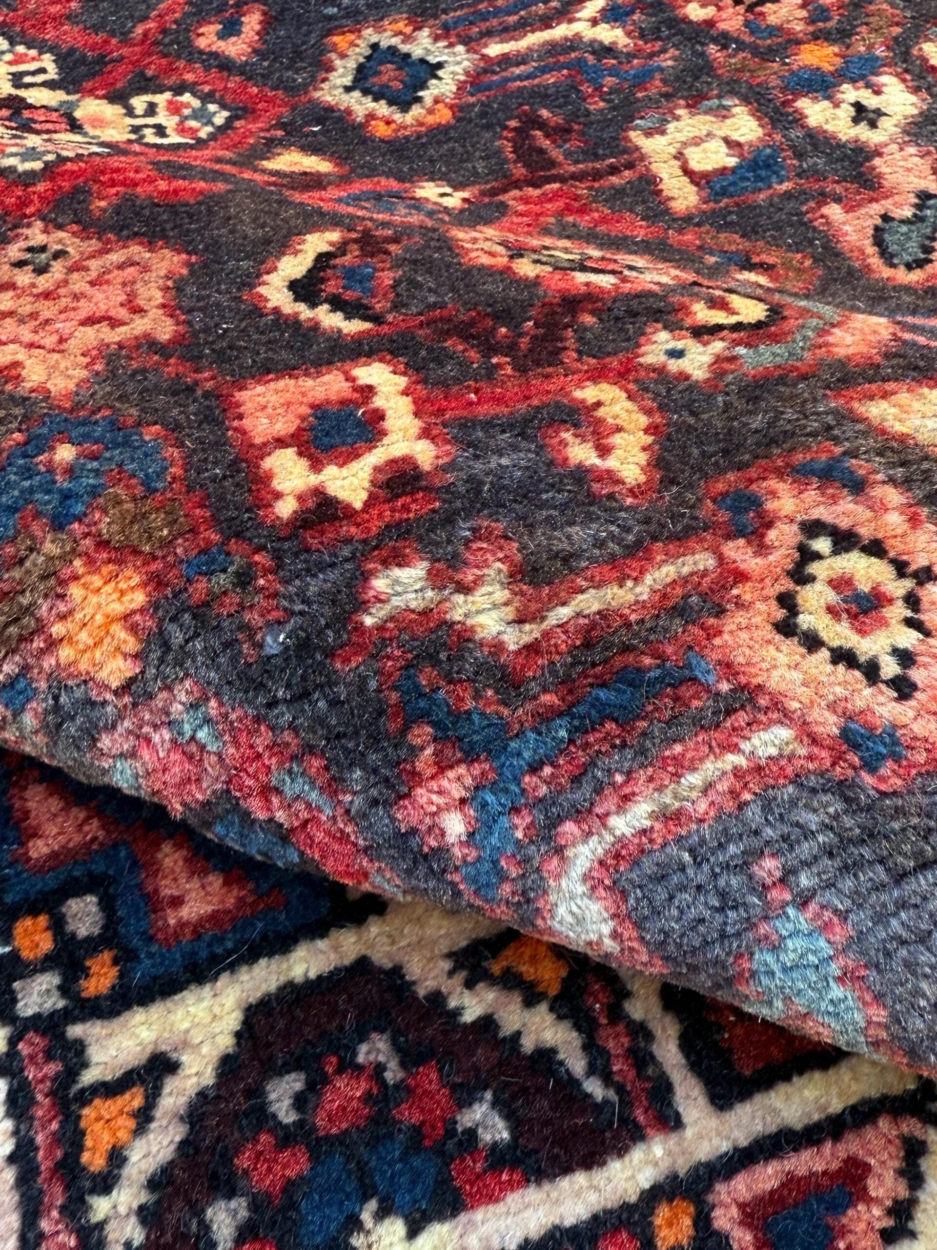 3.8×9.10 ft Vintage 1930s Anatolian Runner Rug: Hand Knotted Wool Village Carpet, Geometric Tribal Design
