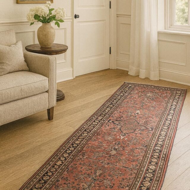 3.5×9.1 ft Vintage 1930s Rug: Authentic Anatolian Tribal Runner, Hand Knotted Wool Geometric Village Carpet