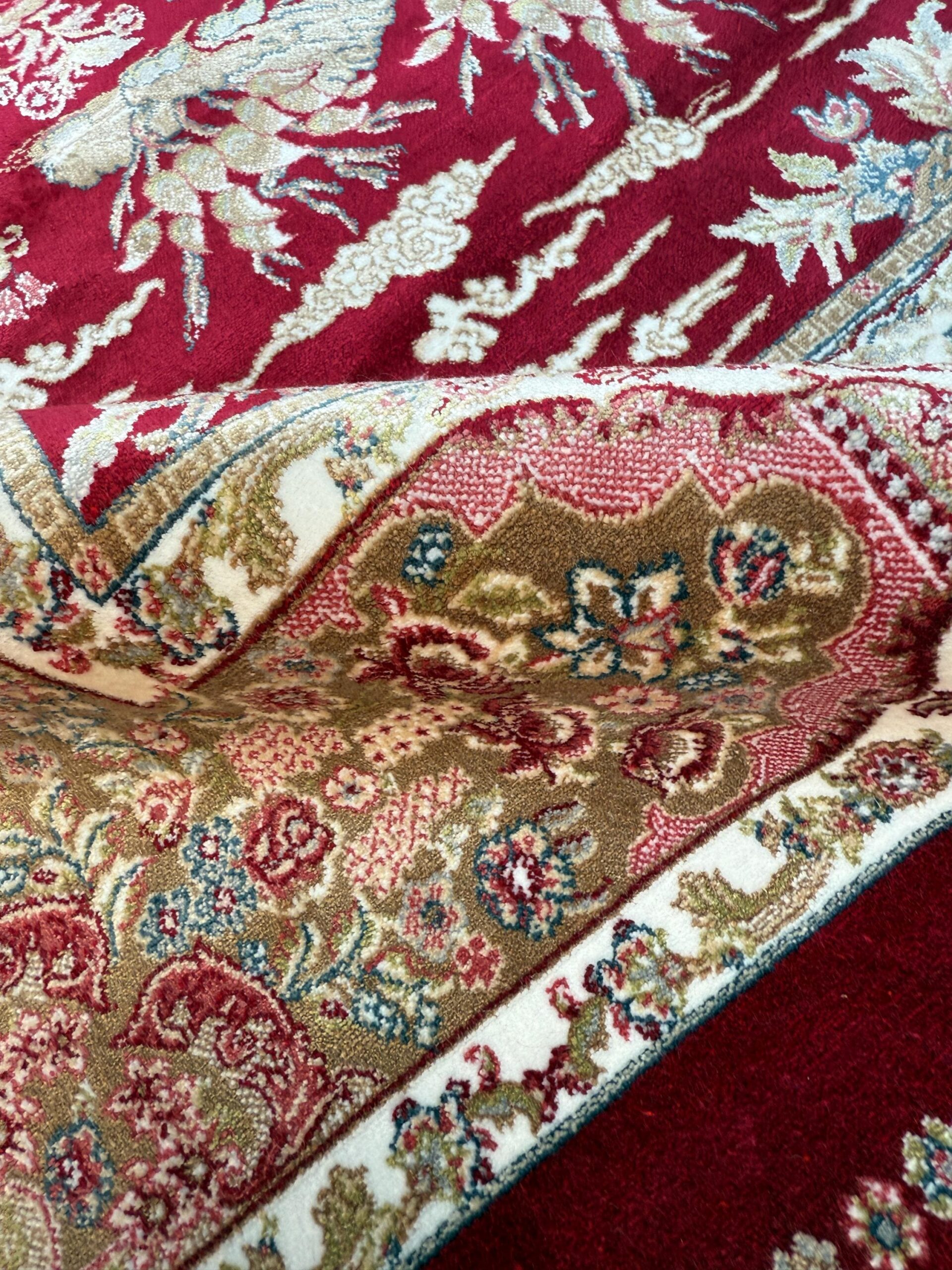 5×3 ft Signed Quomm Silk Rug: Hand Knotted Power Loomed Hunting Scene Carpet