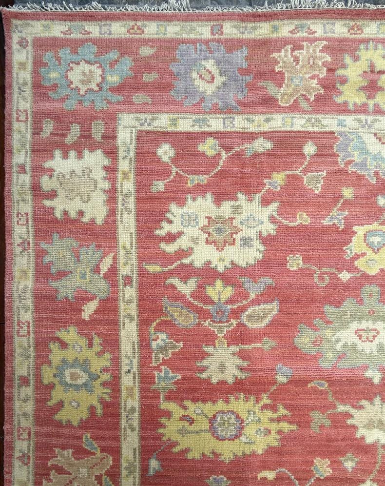 8×10 ft Handmade Turkish Oushak Wool Rug: Modern Bohemian Carpet