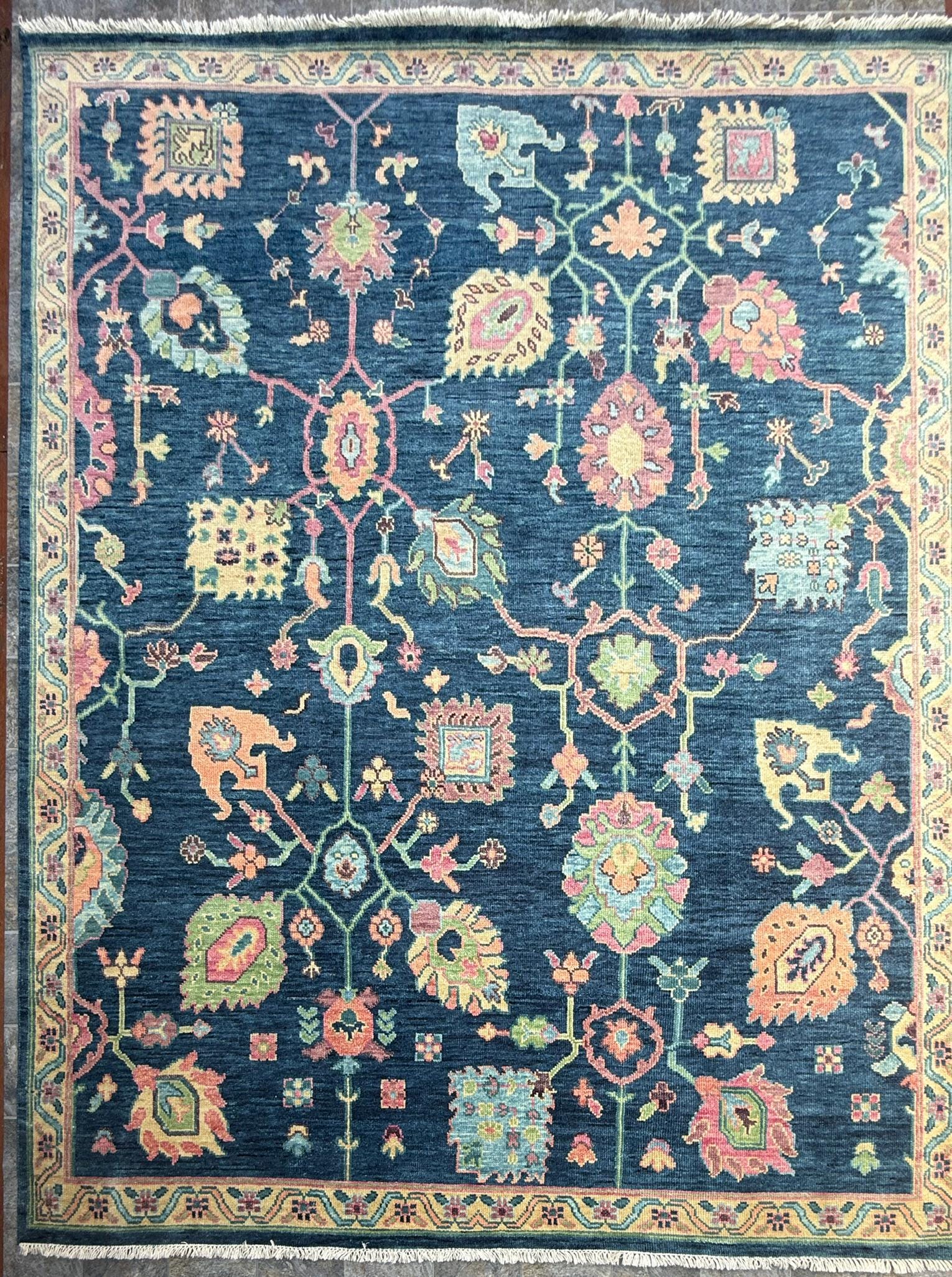 8×10 ft Oushak Rug: Hand-Knotted Wool Modern Boho Carpet