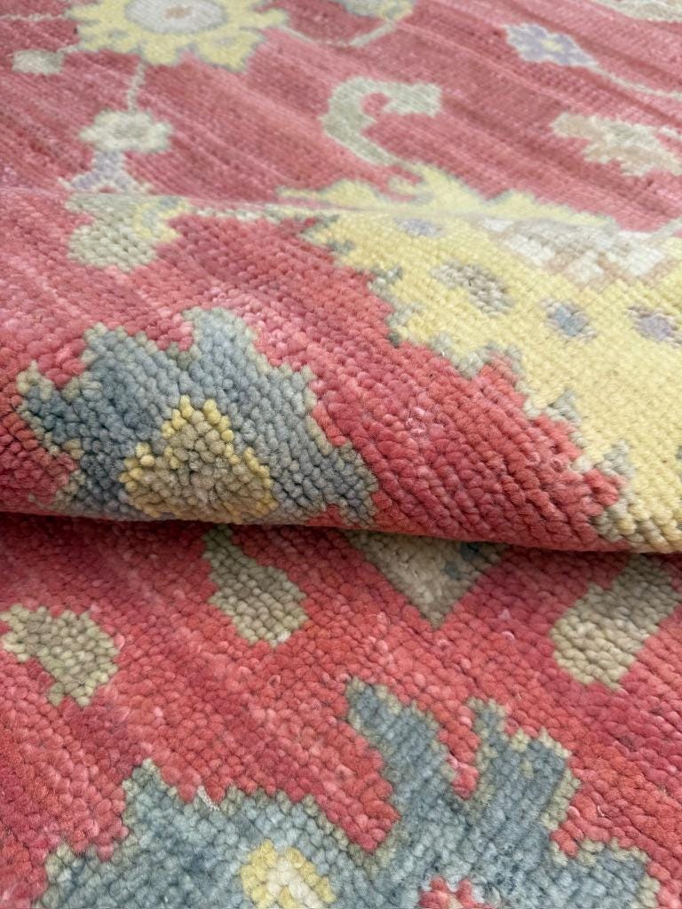 8×10 ft Handmade Turkish Oushak Wool Rug: Modern Bohemian Carpet