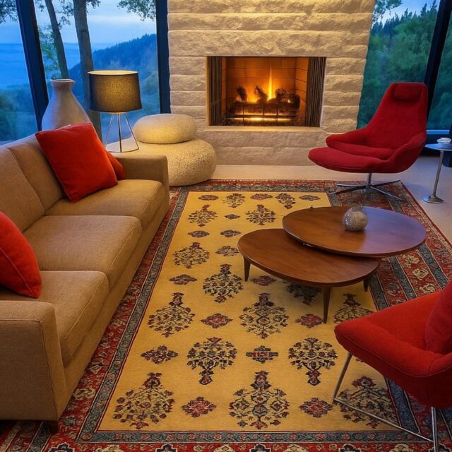 8×5 ft Vintage 1960s Pashmin Koum Rug: Hand-Knotted Oriental Wool Carpet