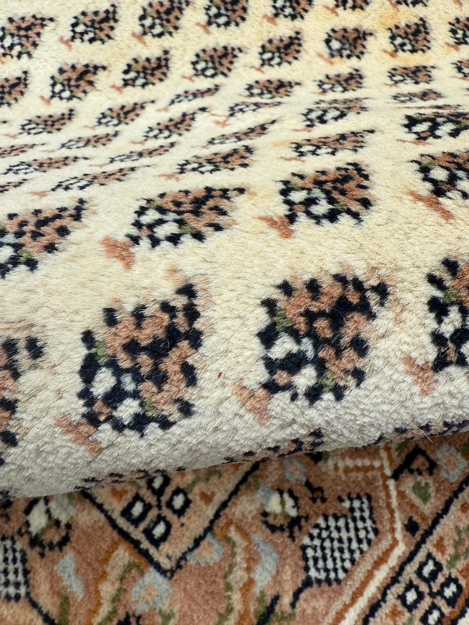 5.4×3 ft Badam Gul Mir 1990s Vintage Wool Rug: Hand Knotted Oriental Carpet, Small Geometric Tribal Area Rug
