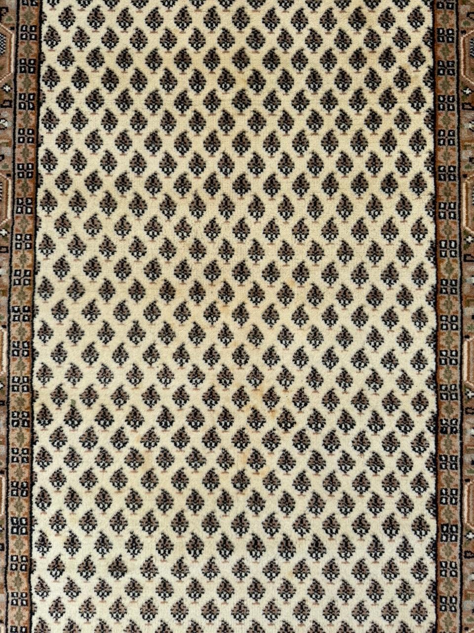 5.4×3 ft Badam Gul Mir 1990s Vintage Wool Rug: Hand Knotted Oriental Carpet, Small Geometric Tribal Area Rug