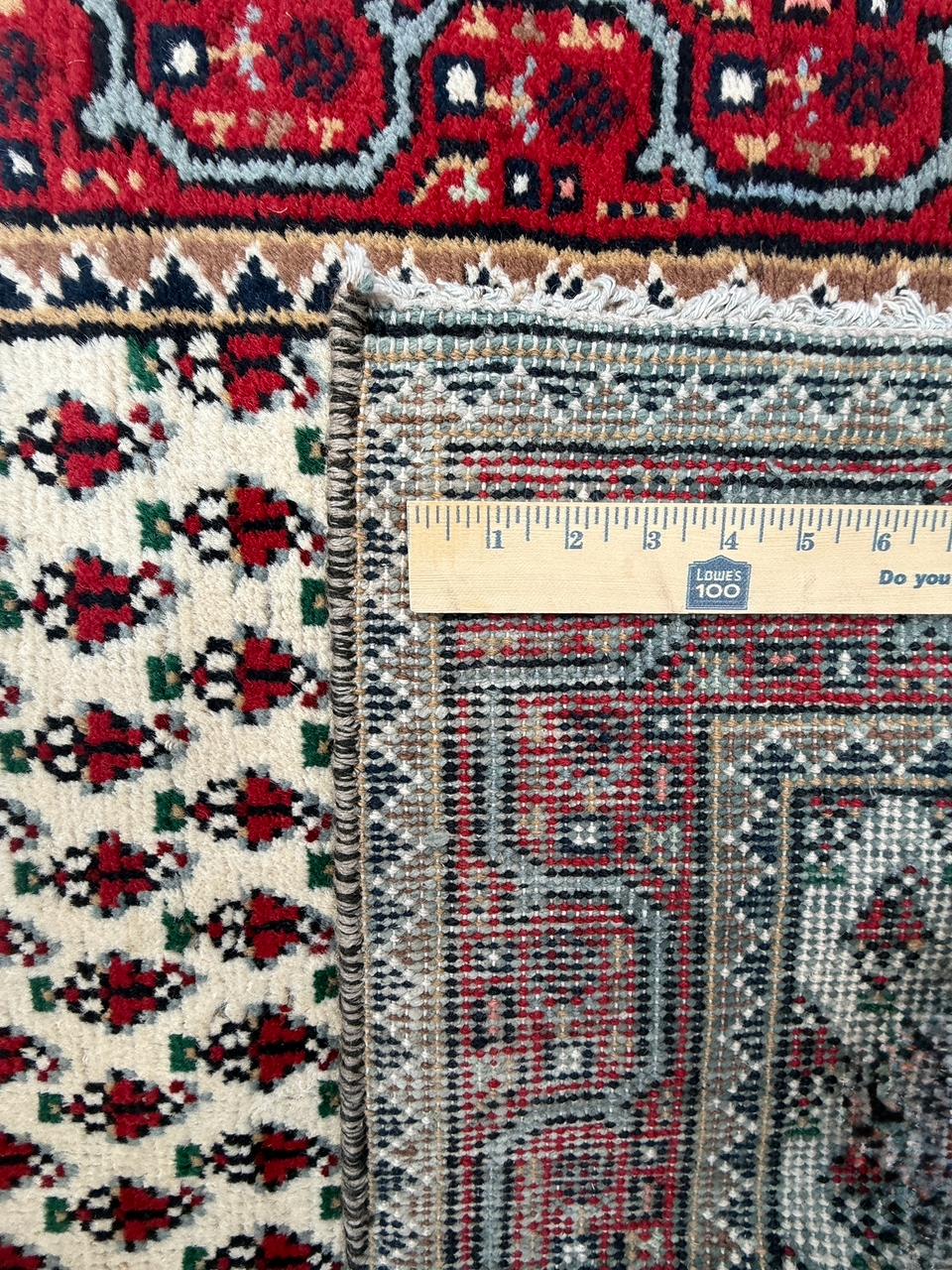 5.1×2.11 ft Badam Gul Mir Wool Rug: 1980s Vintage Hand Knotted Oriental Carpet, Small Geometric Tribal Area Rug