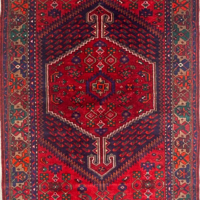 6×4 ft Vintage Hand Knotted Hamidoun Wool Rug 1980s Tribal Decor