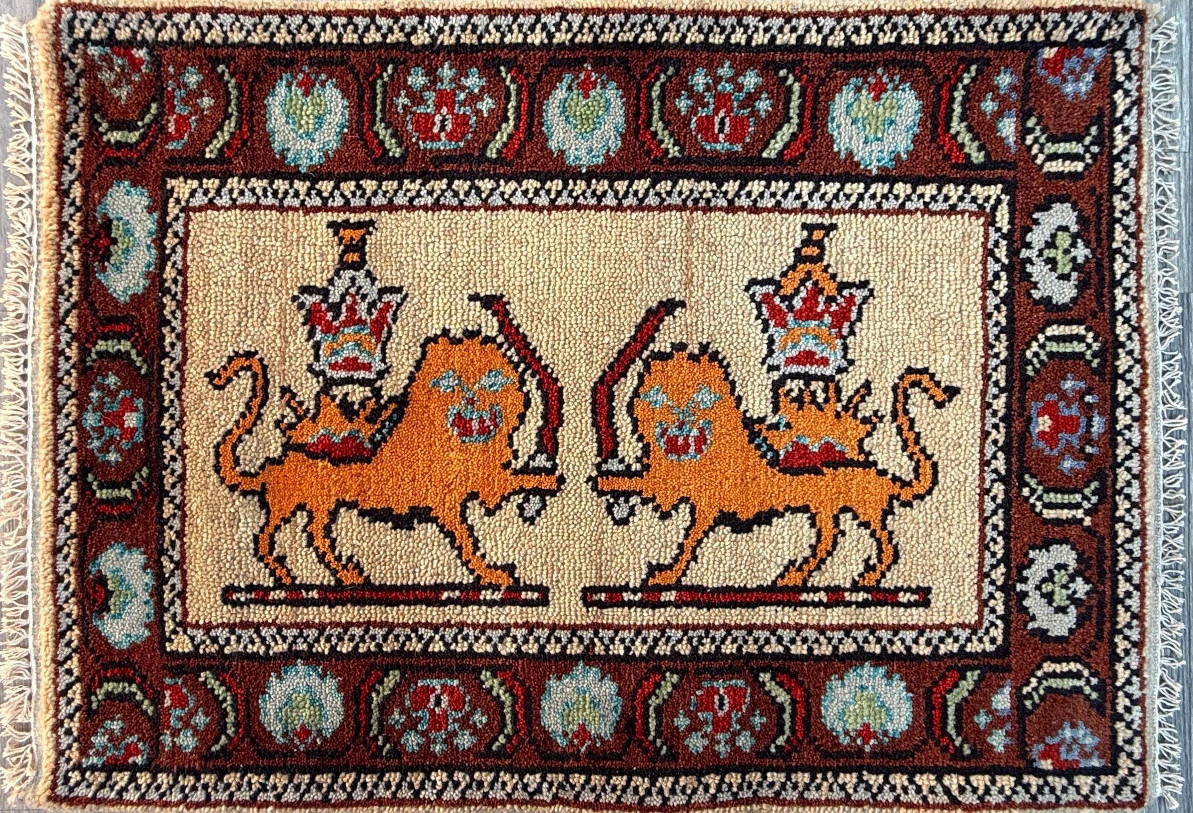 2×3 ft Anatolian Oushak Turkish Hand-Knotted Rug: Bird Tree of Life Vintage Wool Small Carpet
