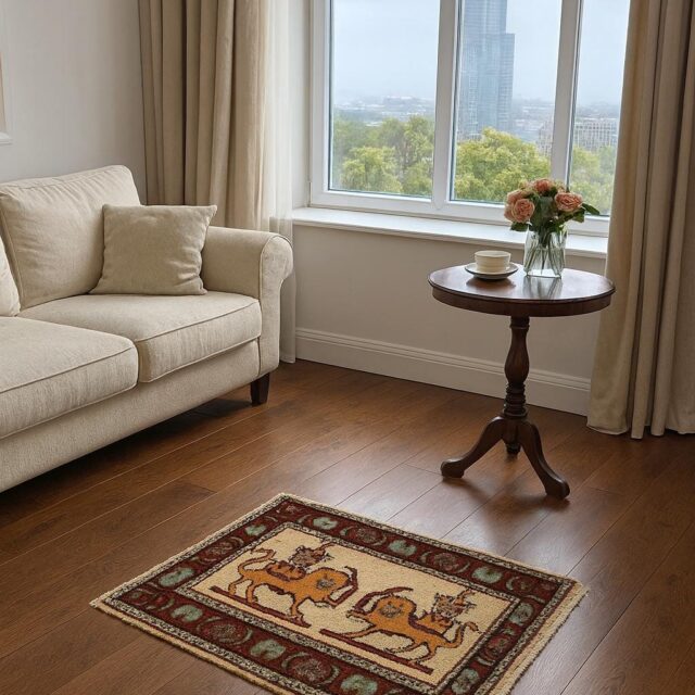 2×3 ft Anatolian Oushak Turkish Hand-Knotted Rug: Bird Tree of Life Vintage Wool Small Carpet