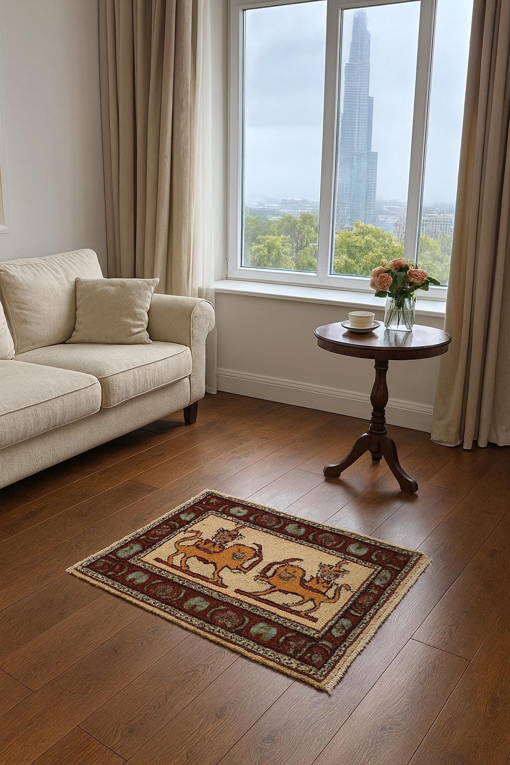 2×3 ft Anatolian Oushak Turkish Hand-Knotted Rug: Bird Tree of Life Vintage Wool Small Carpet