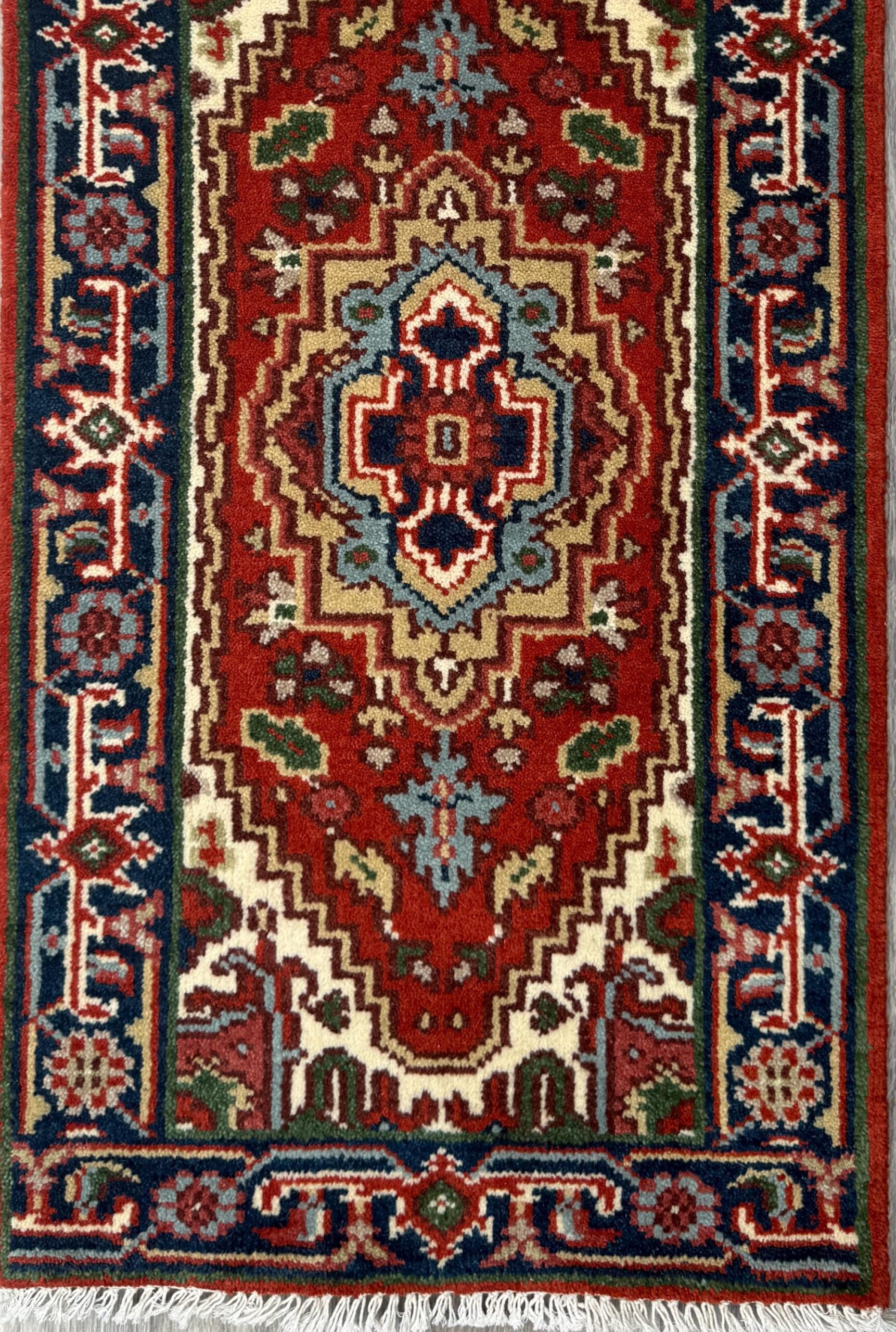 2×4 ft Hand-Knotted Wool Serapi Heriz Rug: Turkish Accent Carpet