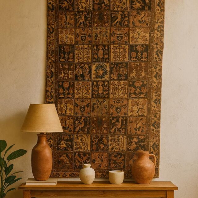 5×9 ft 1940s Bakhtiari Hand-Knotted Wool Rug Vintage Anatolian Geometric Carpet