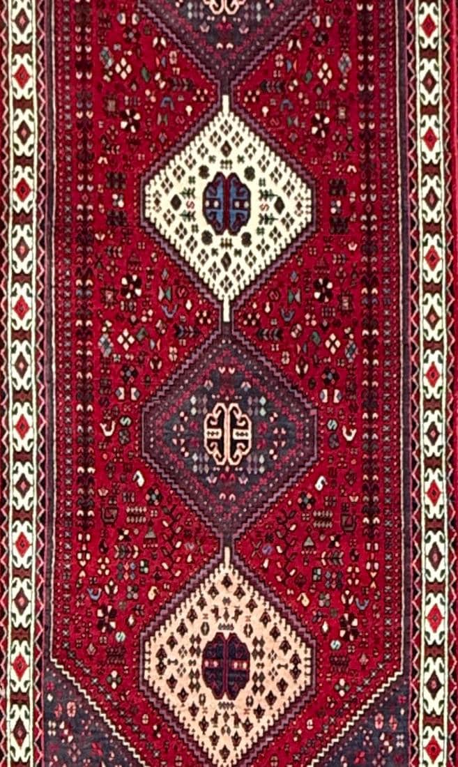 9×3 ft Vintage 1970s Mai Mai Runner Rug: Hand Knotted Wool Tribal Nomadic Desig Carpet