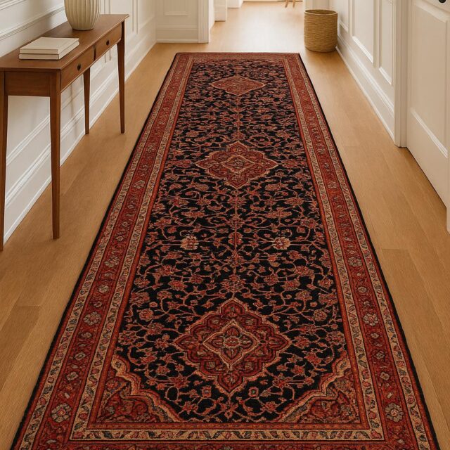 3.6×11 ft Vintage 1930s Runner Rug: Hand Knotted Wool Anatolian Tribal Carpet
