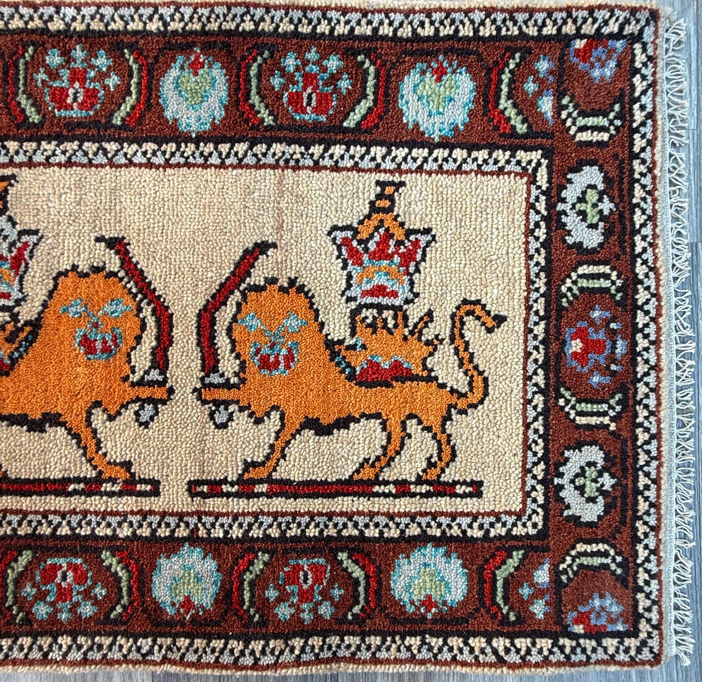 2×3 ft Anatolian Oushak Turkish Hand-Knotted Rug: Bird Tree of Life Vintage Wool Small Carpet