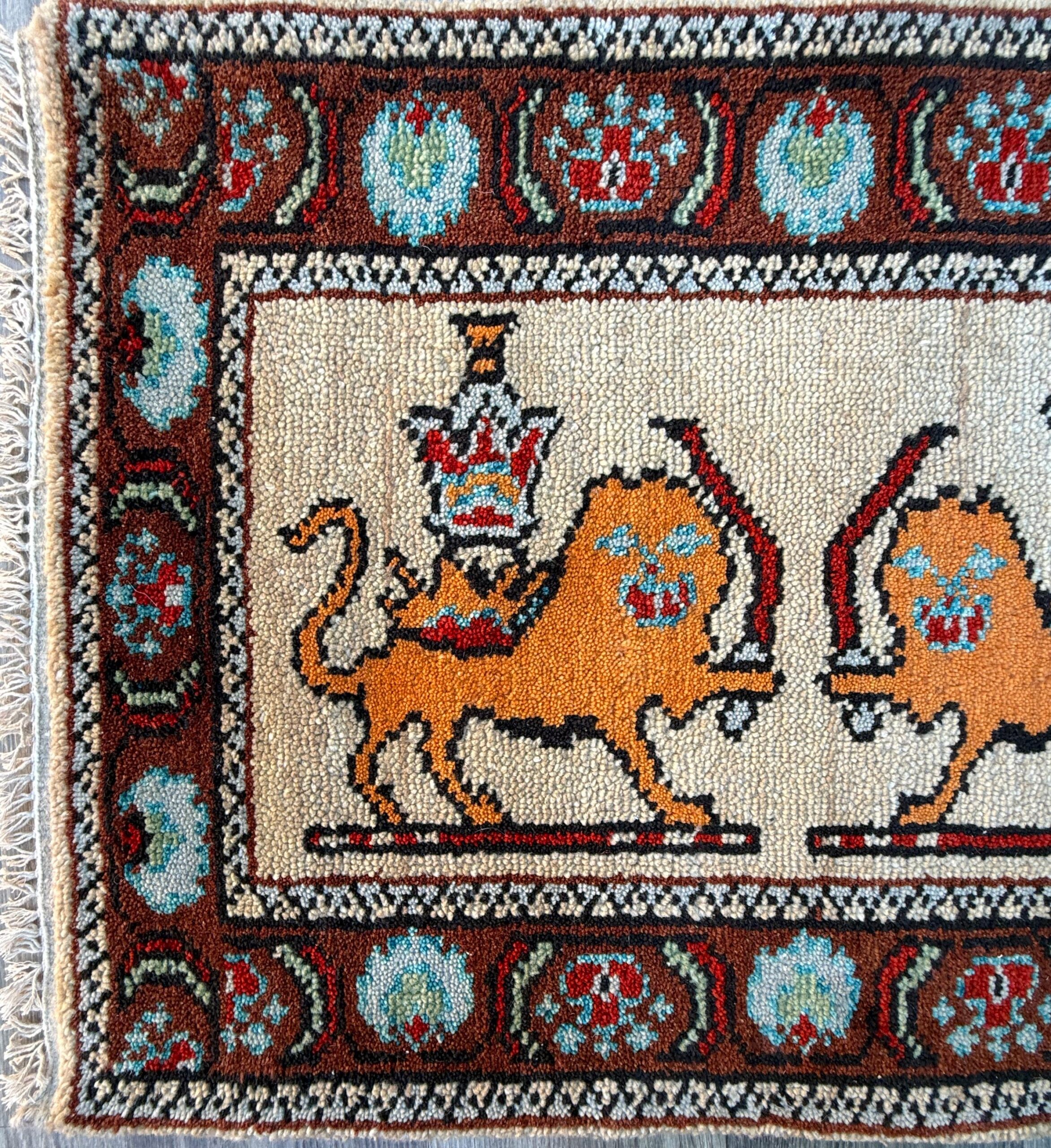 2×3 ft Anatolian Oushak Turkish Hand-Knotted Rug: Bird Tree of Life Vintage Wool Small Carpet