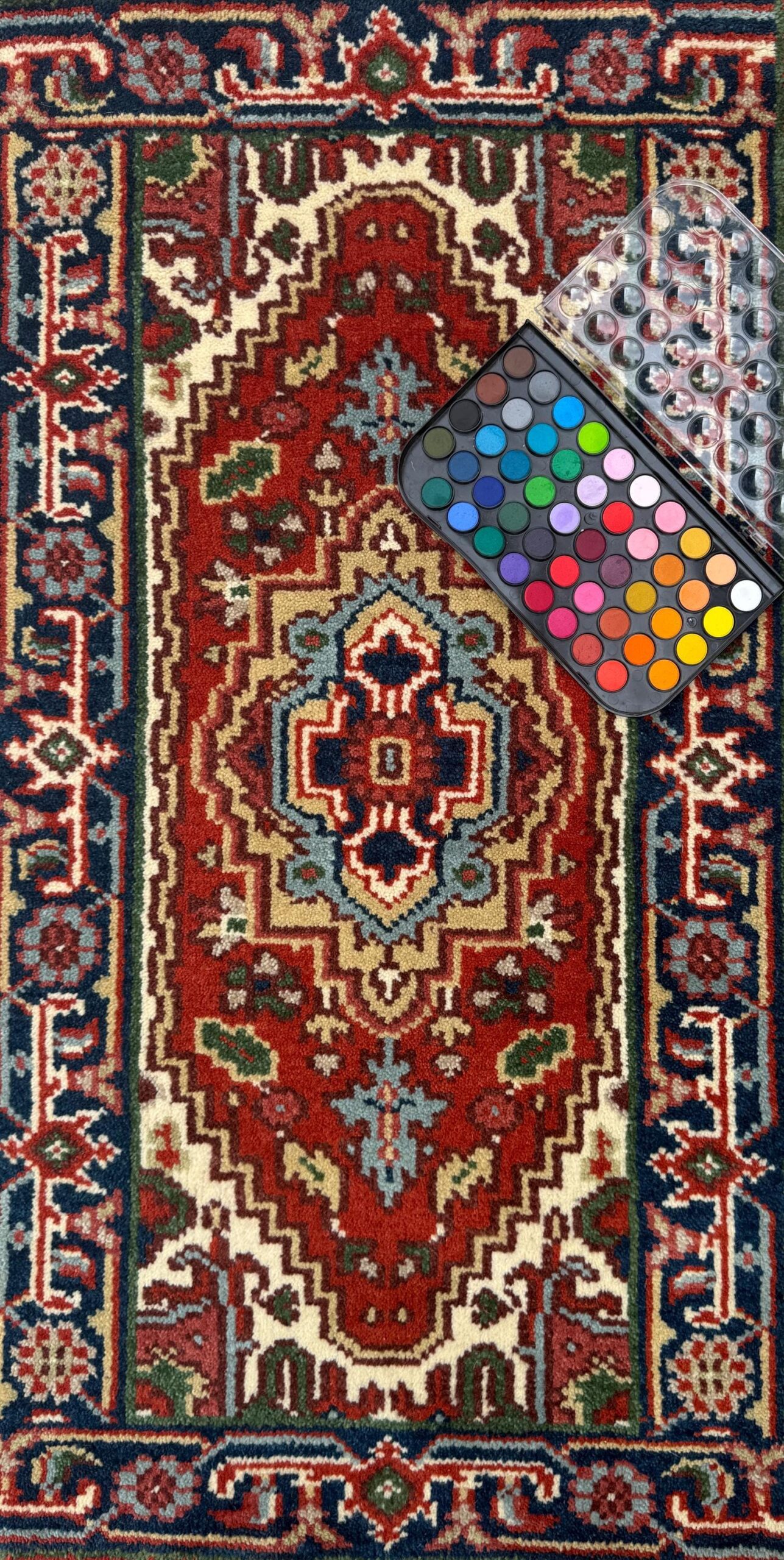 2×4 ft Hand-Knotted Wool Serapi Heriz Rug: Turkish Accent Carpet