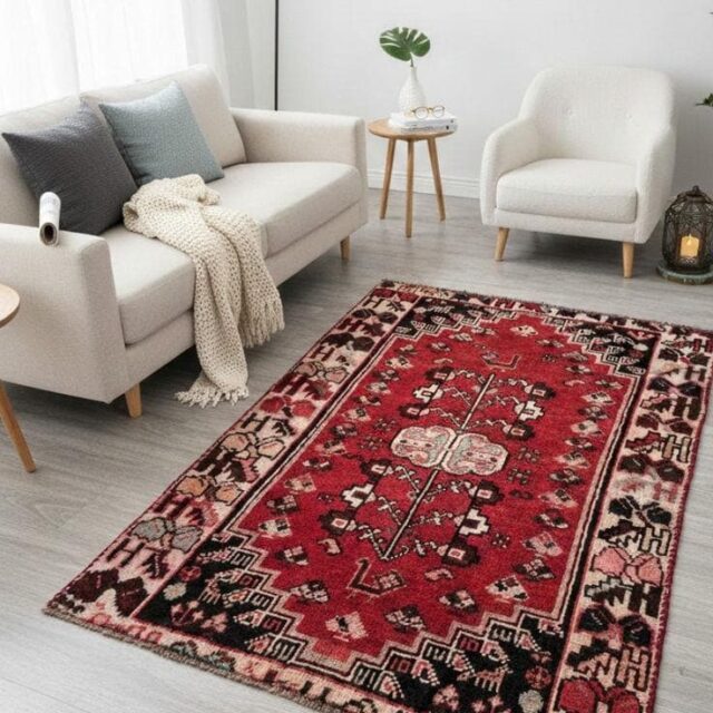 2.3×3.4 ft Anatolian Vintage Geometric Rug: Hand Knotted Turkish Wool Village Carpet