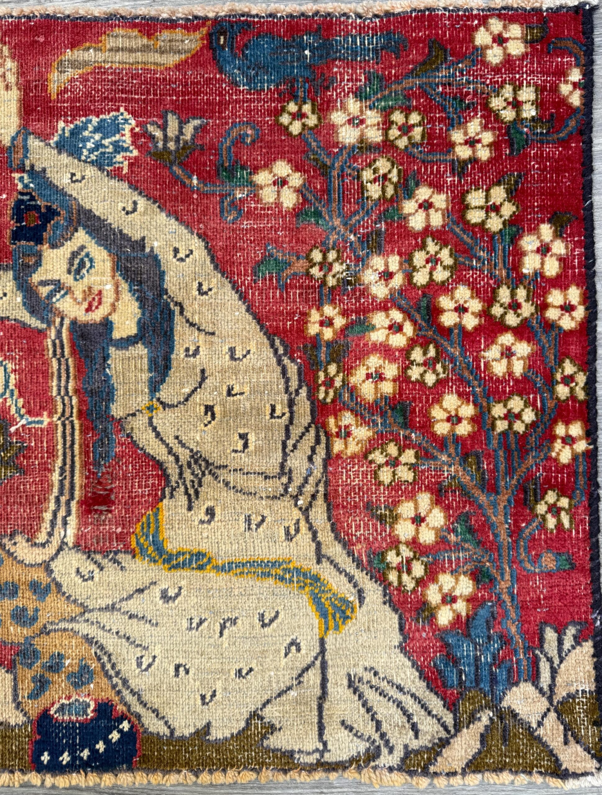 2.2×2.9 ft Vintage 1980s Turkish Carpet | Hand Knotted Wool Tree of Life Pictorial Design