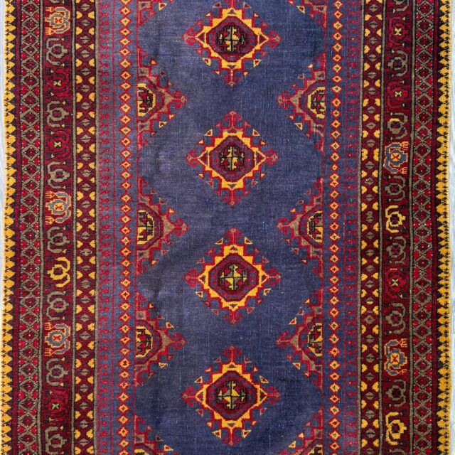 5.3 x 3.4 ft Vintage Turkmen Dowlatabad Wool Rug Hand Knotted Afghan