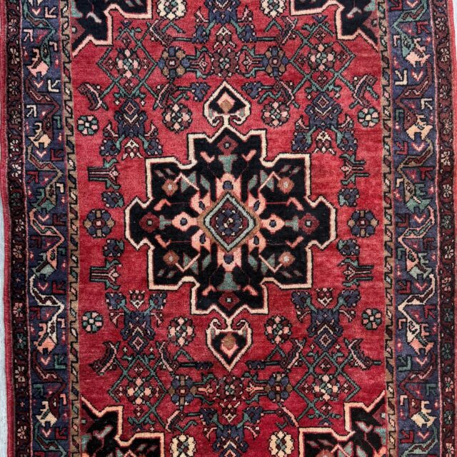 4×7 Vintage Anatolian Rug, Hand Knotted Turkish Geometric Wool Rug