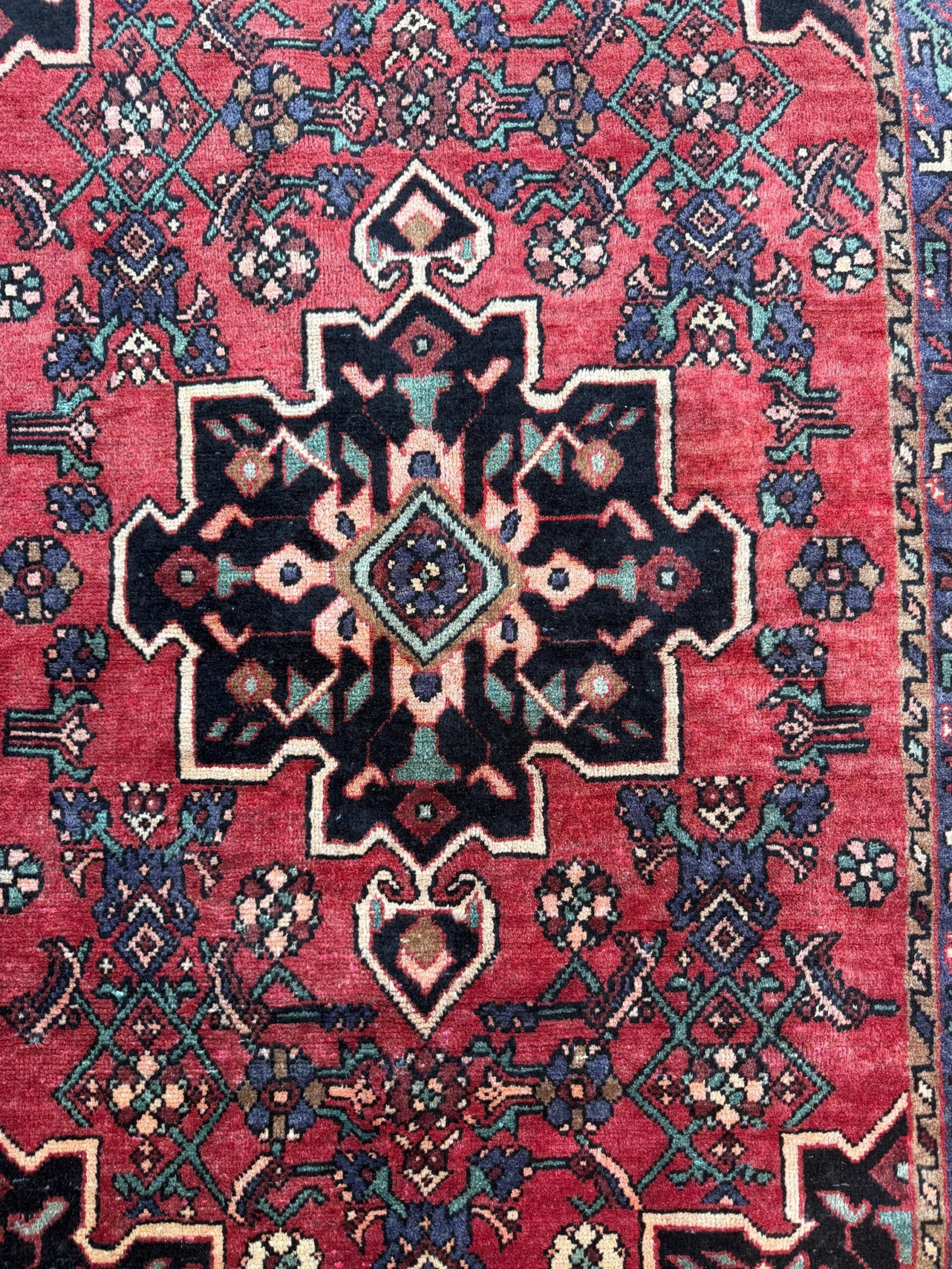 4×7 Vintage Anatolian Rug, Hand Knotted Turkish Geometric Wool Rug
