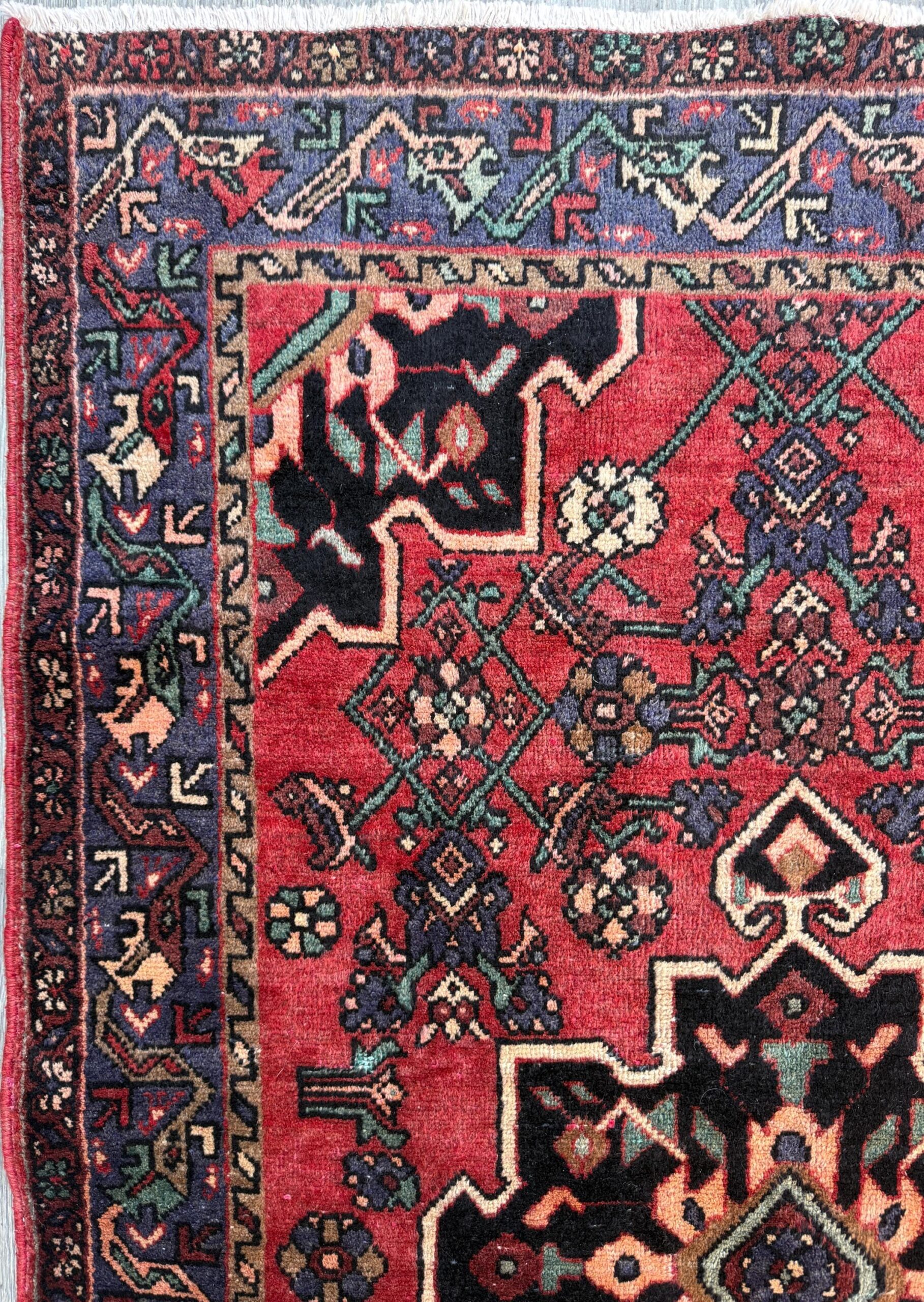 4×7 Vintage Anatolian Rug, Hand Knotted Turkish Geometric Wool Rug