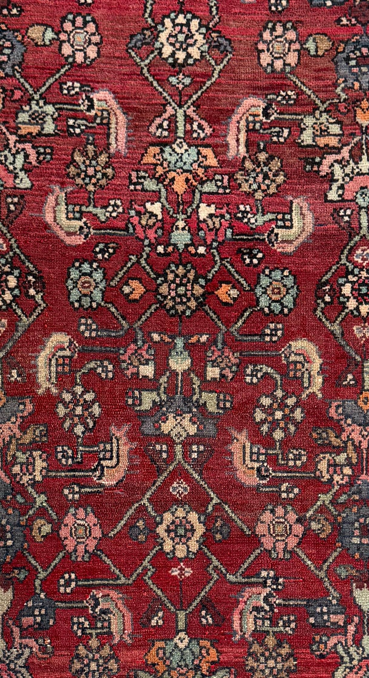 3.5×7 Vintage Tribal Runner Rug, Hand Knotted Wool Area Rug