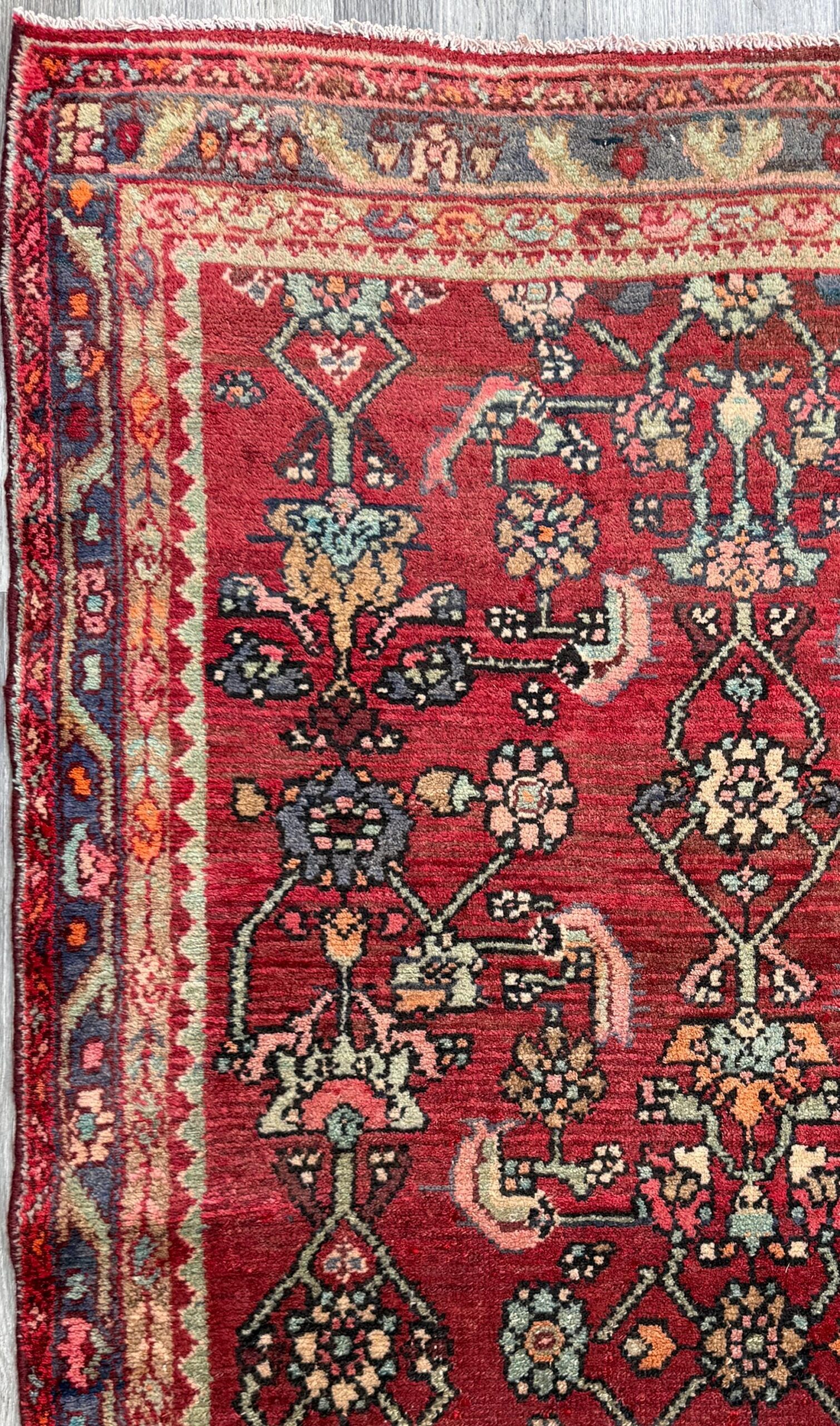 3.5×7 Vintage Tribal Runner Rug, Hand Knotted Wool Area Rug