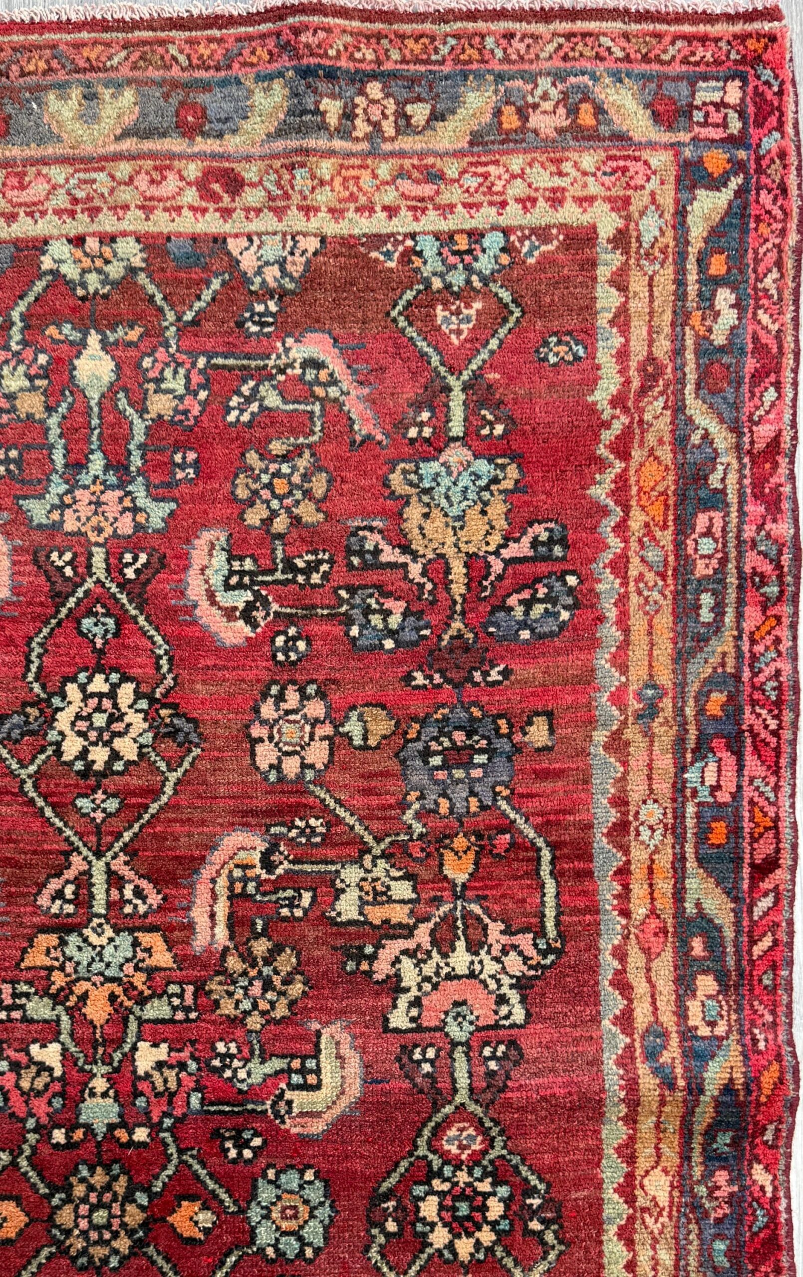 3.5×7 Vintage Tribal Runner Rug, Hand Knotted Wool Area Rug