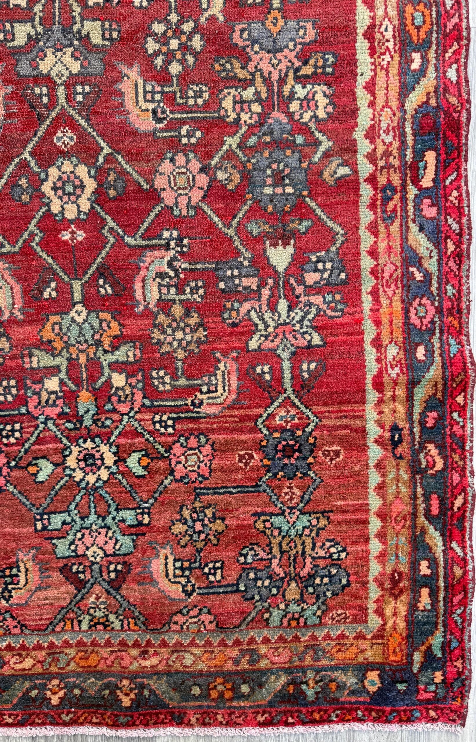 3.5×7 Vintage Tribal Runner Rug, Hand Knotted Wool Area Rug