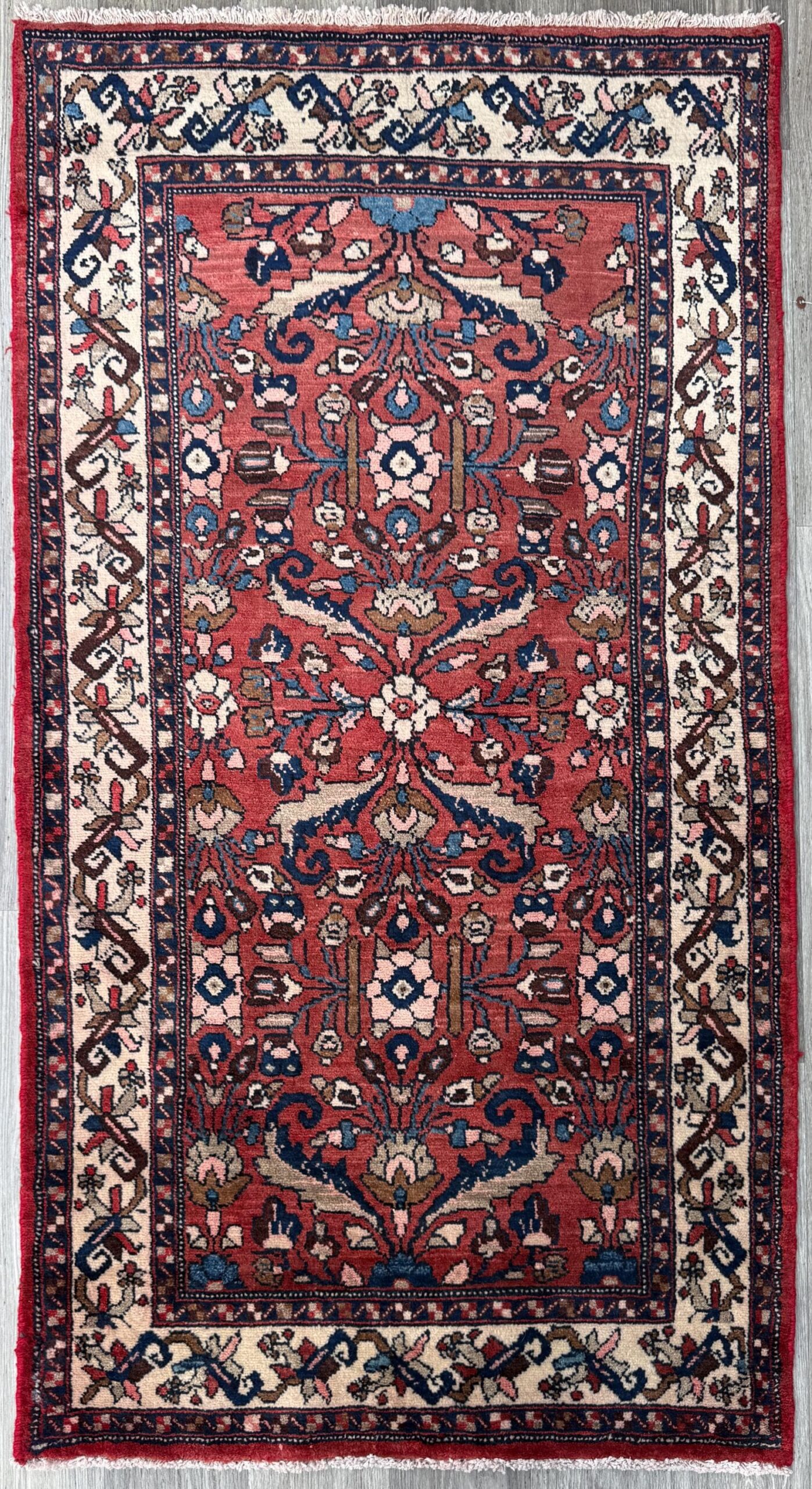 3.5×6 Vintage Anatolian Rug, Hand Knotted Turkish Geometric Wool Rug