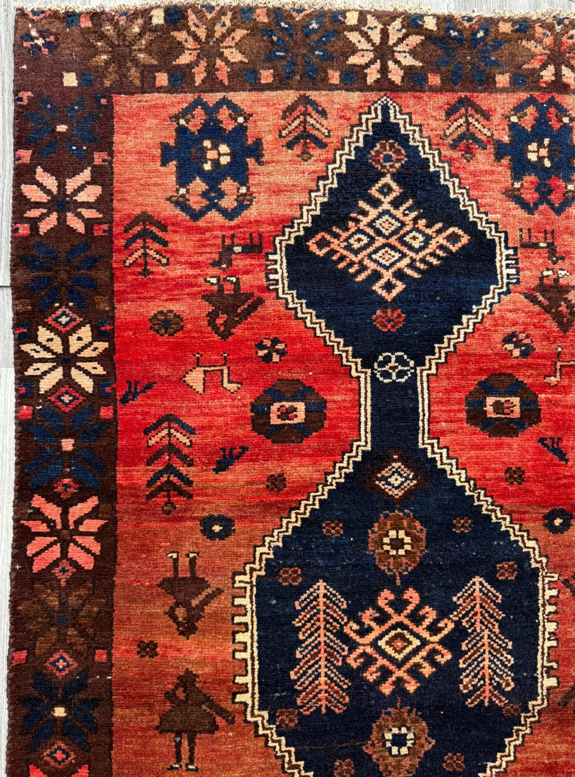 4×7 Vintage Anatolian Rug, Hand Knotted Turkish Geometric Wool Carpet