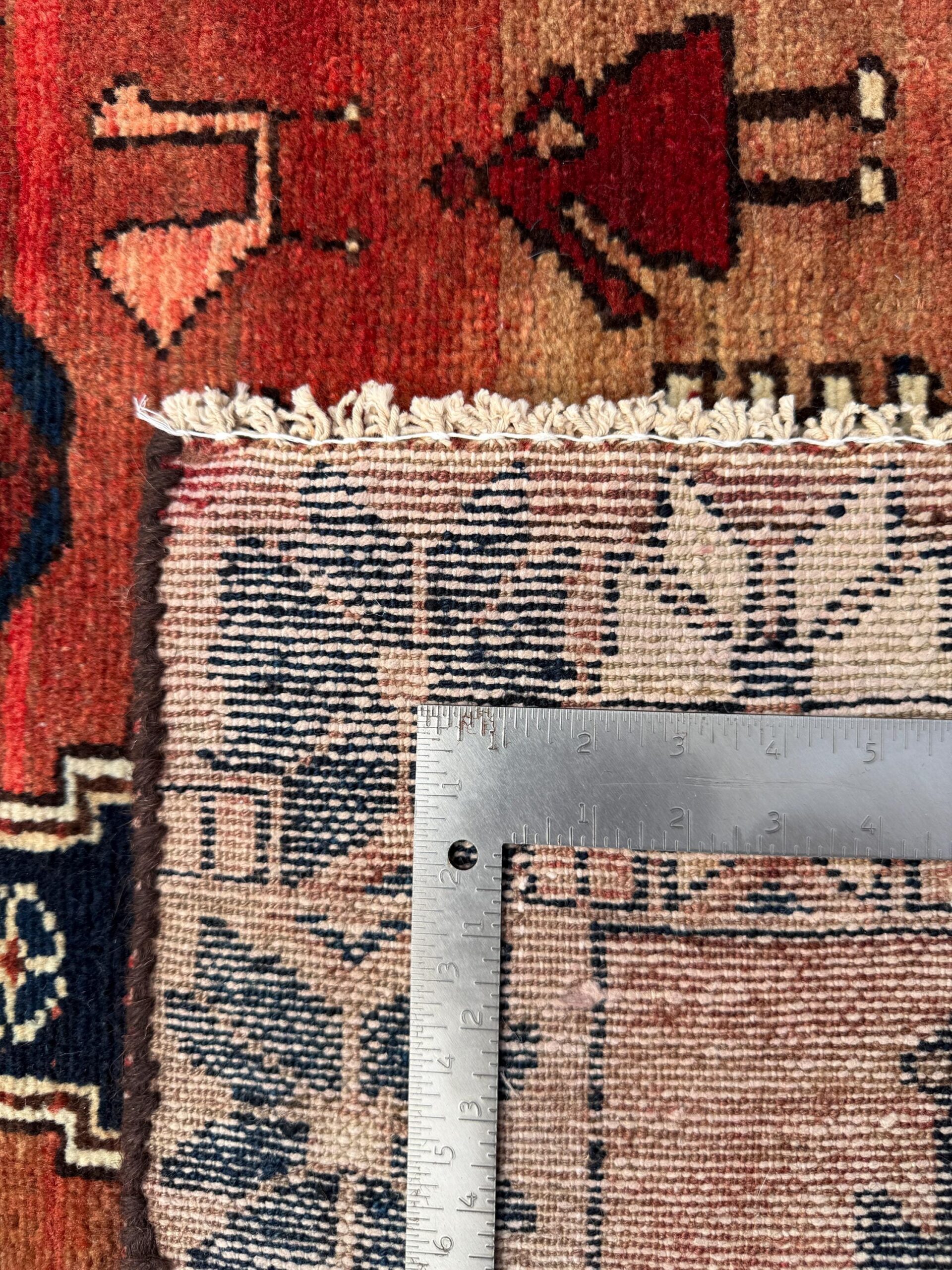 4×7 Vintage Anatolian Rug, Hand Knotted Turkish Geometric Wool Carpet
