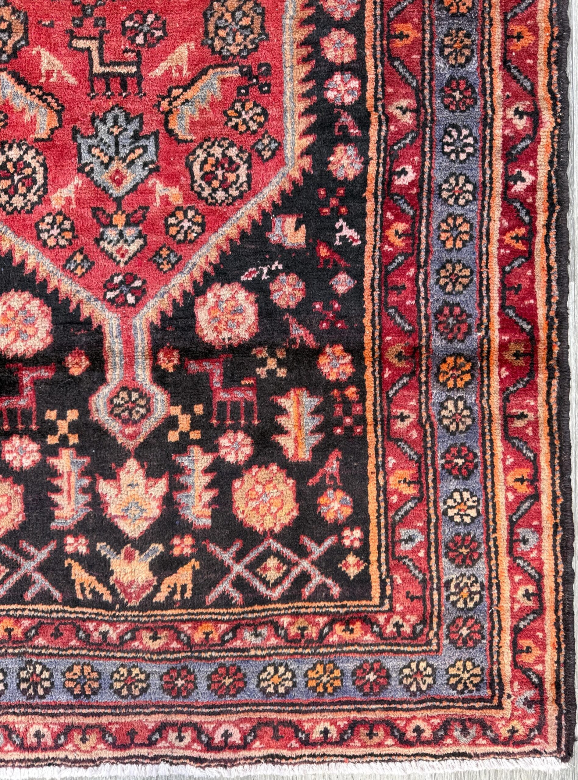 4×7 Vintage Anatolian Rug, Hand Knotted Turkish Geometric Wool