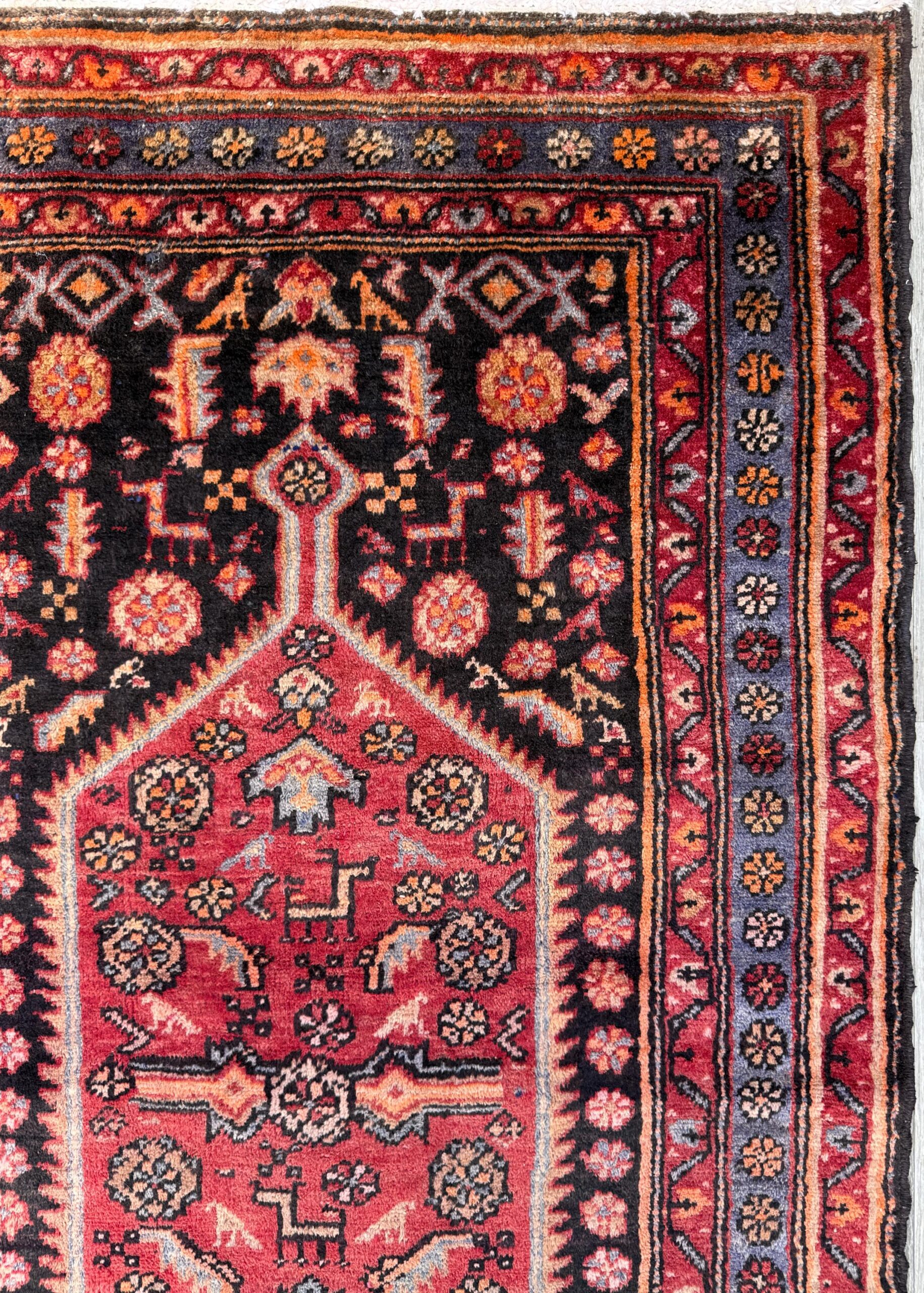 4×7 Vintage Anatolian Rug, Hand Knotted Turkish Geometric Wool