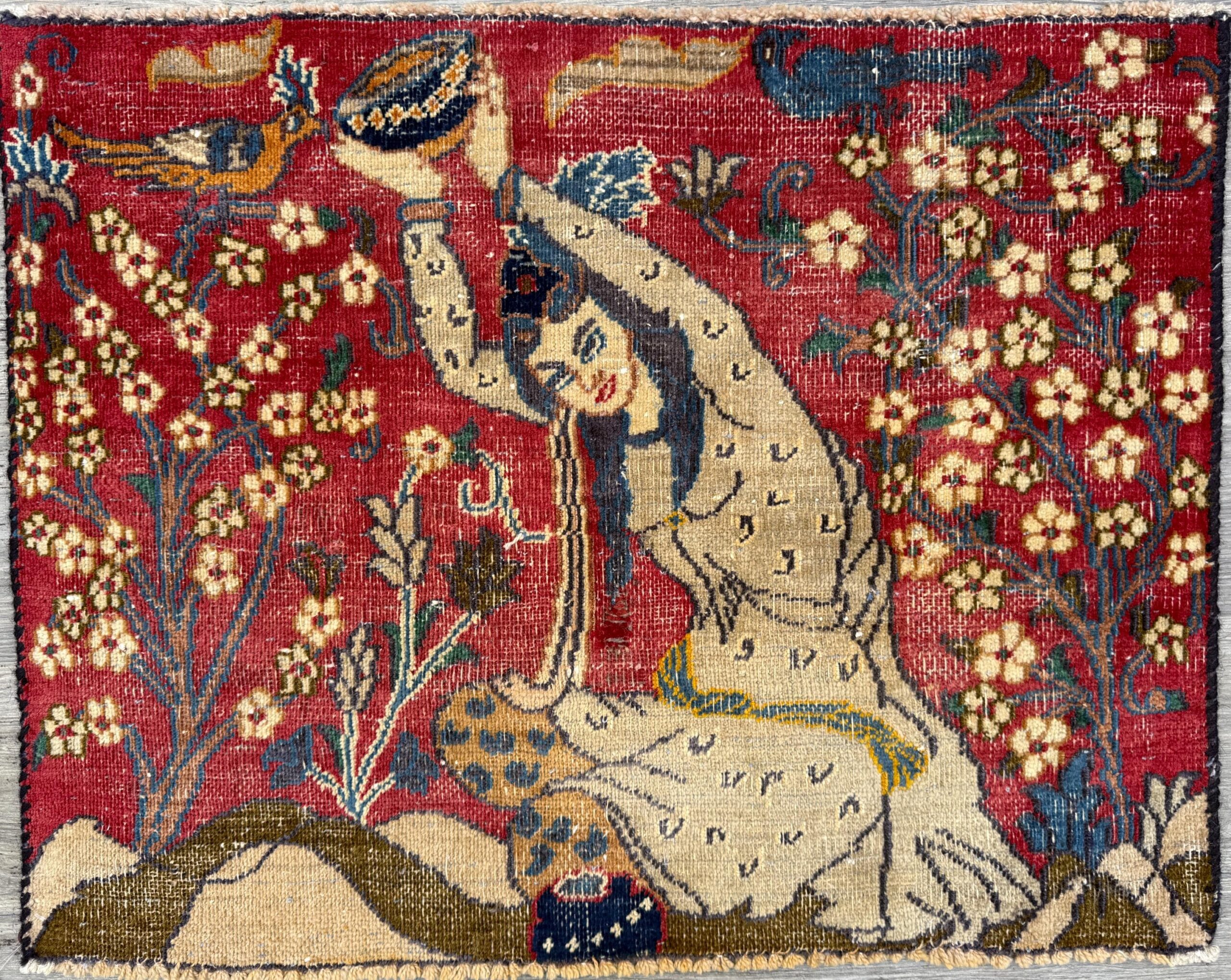 2.2×2.9 ft Vintage 1980s Turkish Carpet | Hand Knotted Wool Tree of Life Pictorial Design