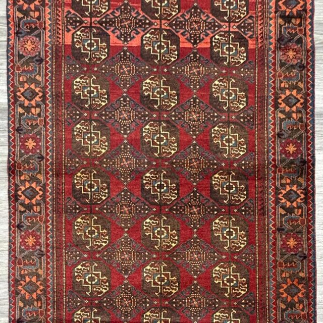 Turkish 5×8 ft Hand Knotted Rug Vintage Anatolian Village Geometric Area 1990s Wool Tribal Living Room Floor Carpet Decor