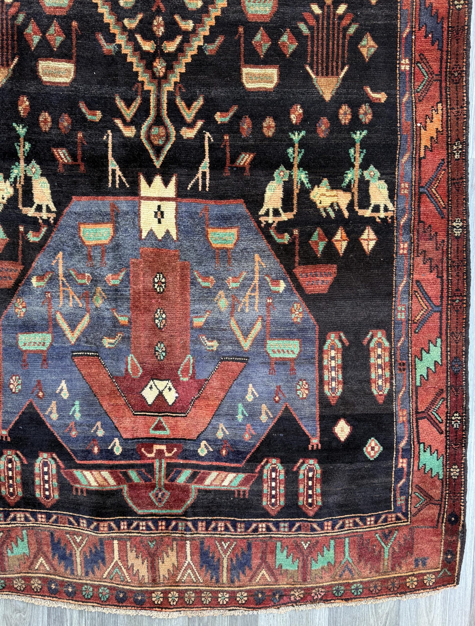 Vintage Turkish Rug 5×11 ft, Hand-Knotted Wool Anatolian Tribal Rug, Tree of Life Design