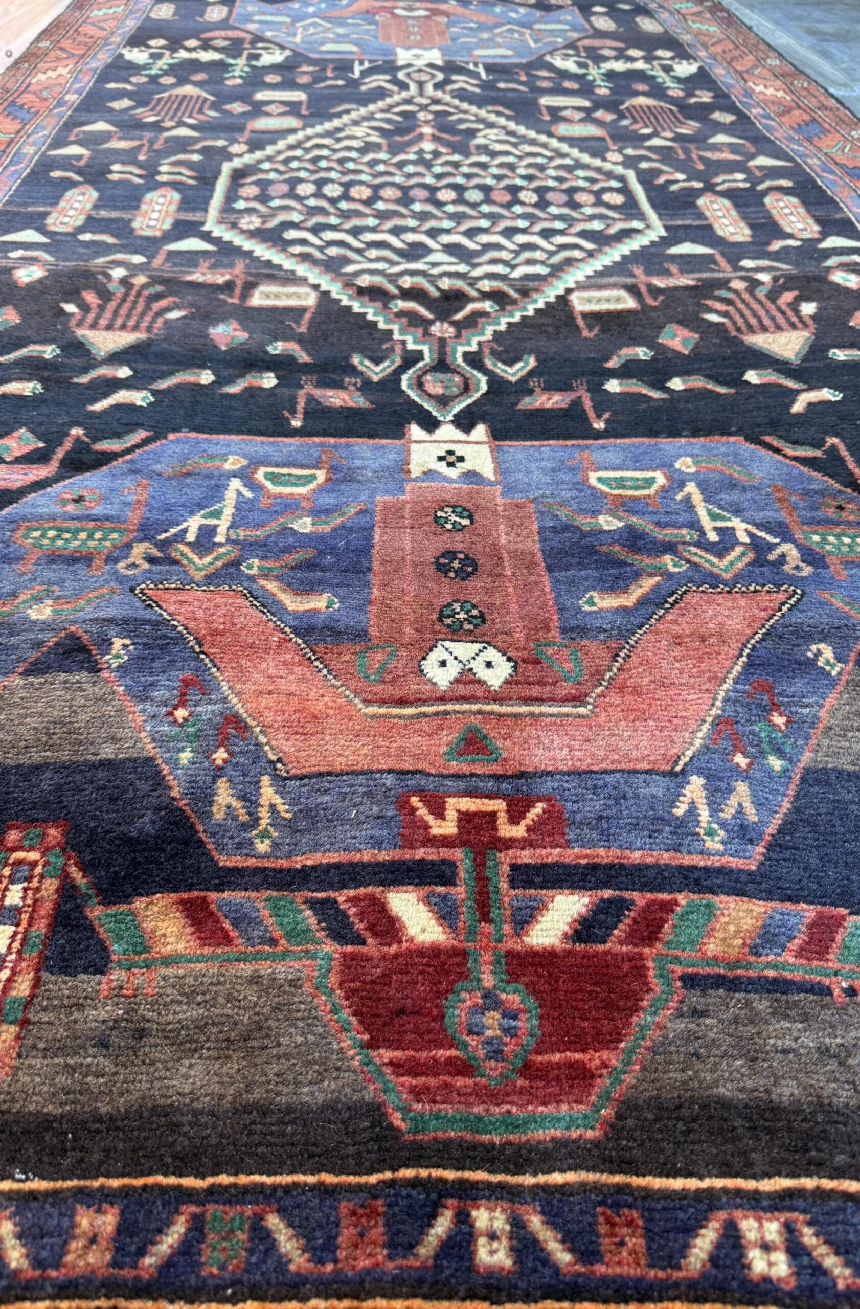 Vintage Turkish Rug 5×11 ft, Hand-Knotted Wool Anatolian Tribal Rug, Tree of Life Design