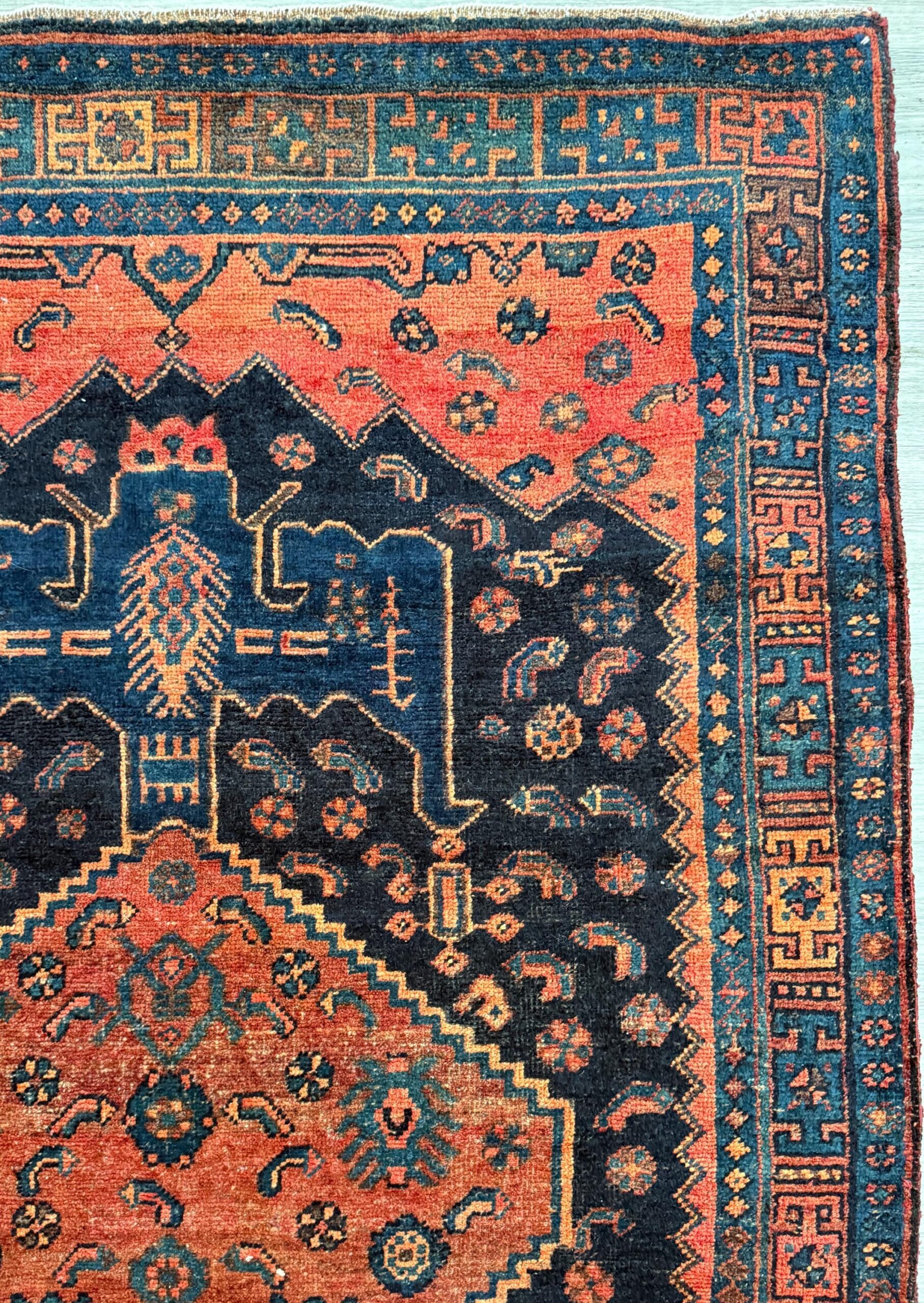 Vintage Turkish Rug 4×7 ft Hand Knotted Authentic Wool Anatolian Geometric Area Rug 1960s Tribal Medallion Carpet