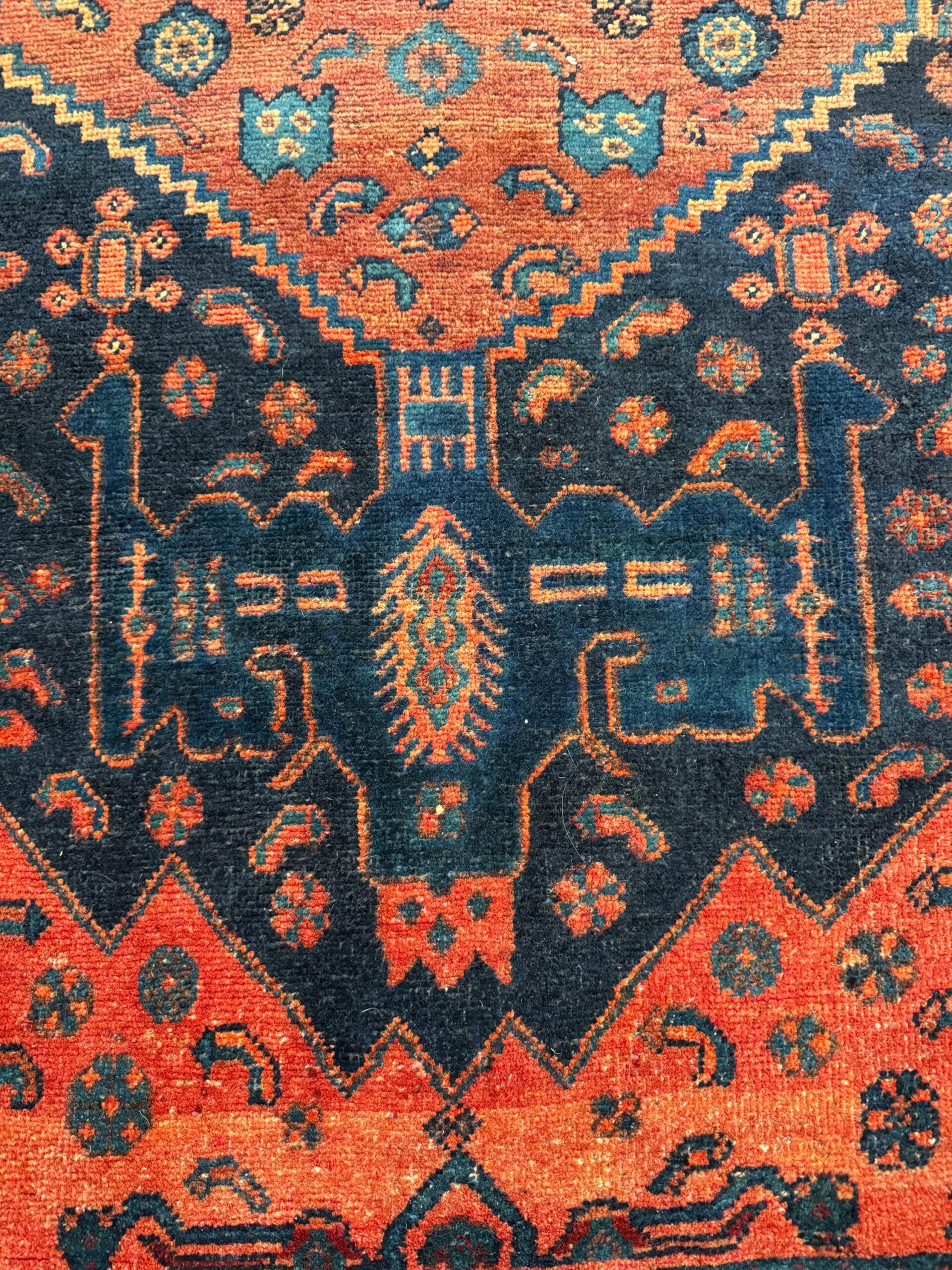 Vintage Turkish Rug 4×7 ft Hand Knotted Authentic Wool Anatolian Geometric Area Rug 1960s Tribal Medallion Carpet