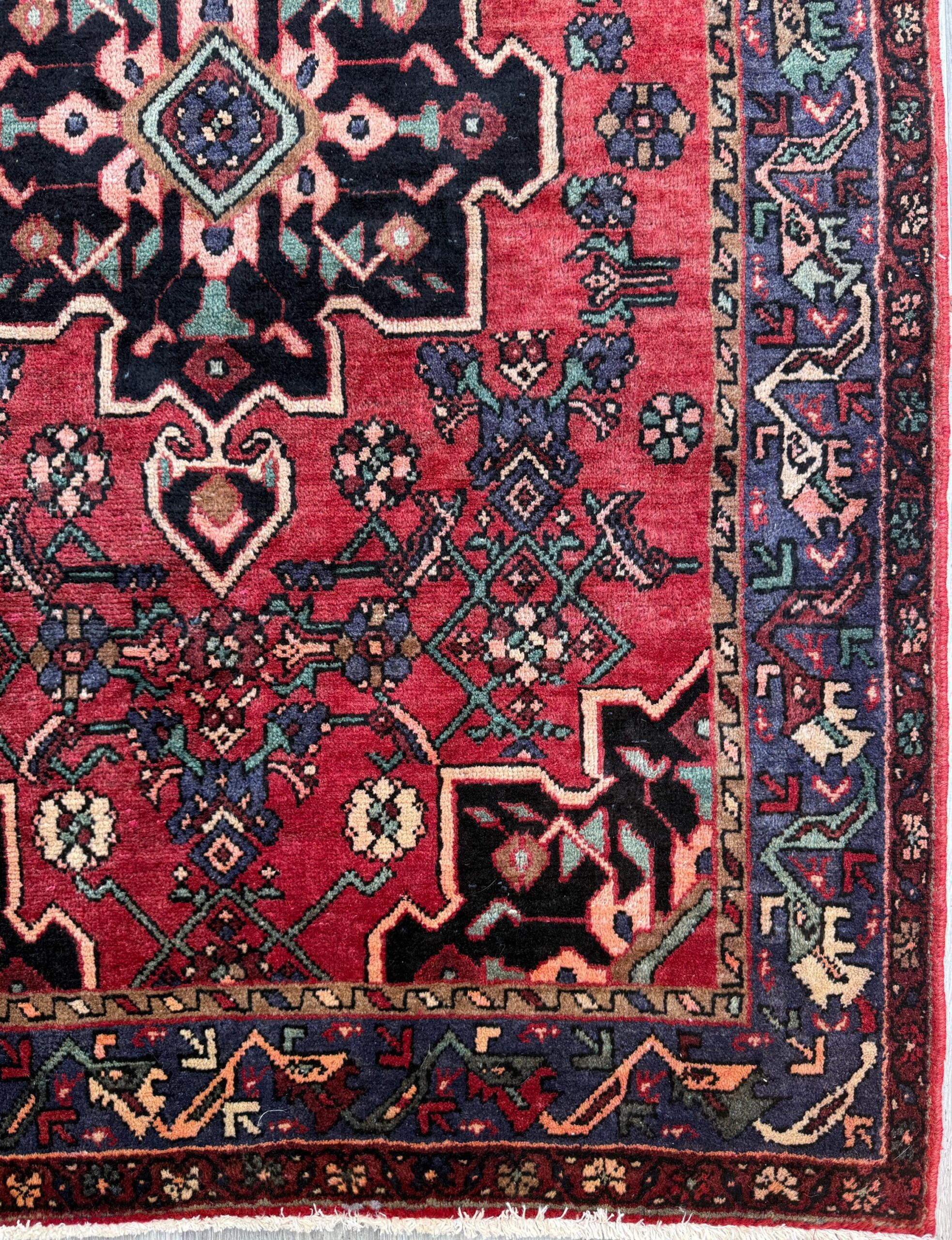 4×7 Vintage Anatolian Rug, Hand Knotted Turkish Geometric Wool Rug