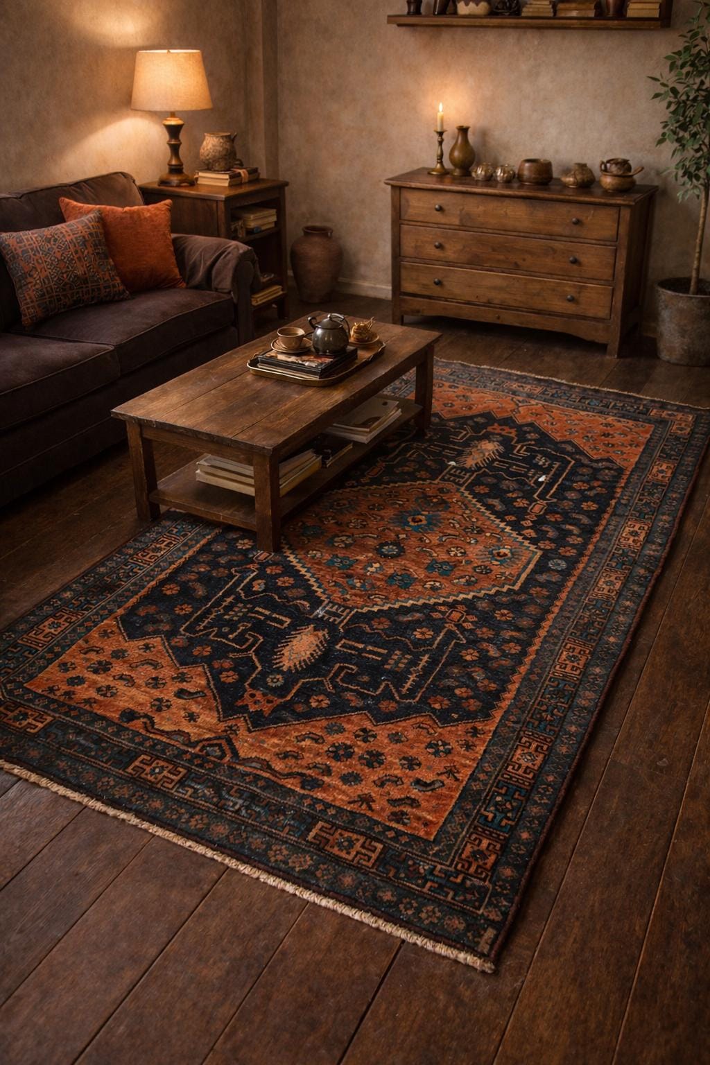 Vintage Turkish Rug 4×7 ft Hand Knotted Authentic Wool Anatolian Geometric Area Rug 1960s Tribal Medallion Carpet